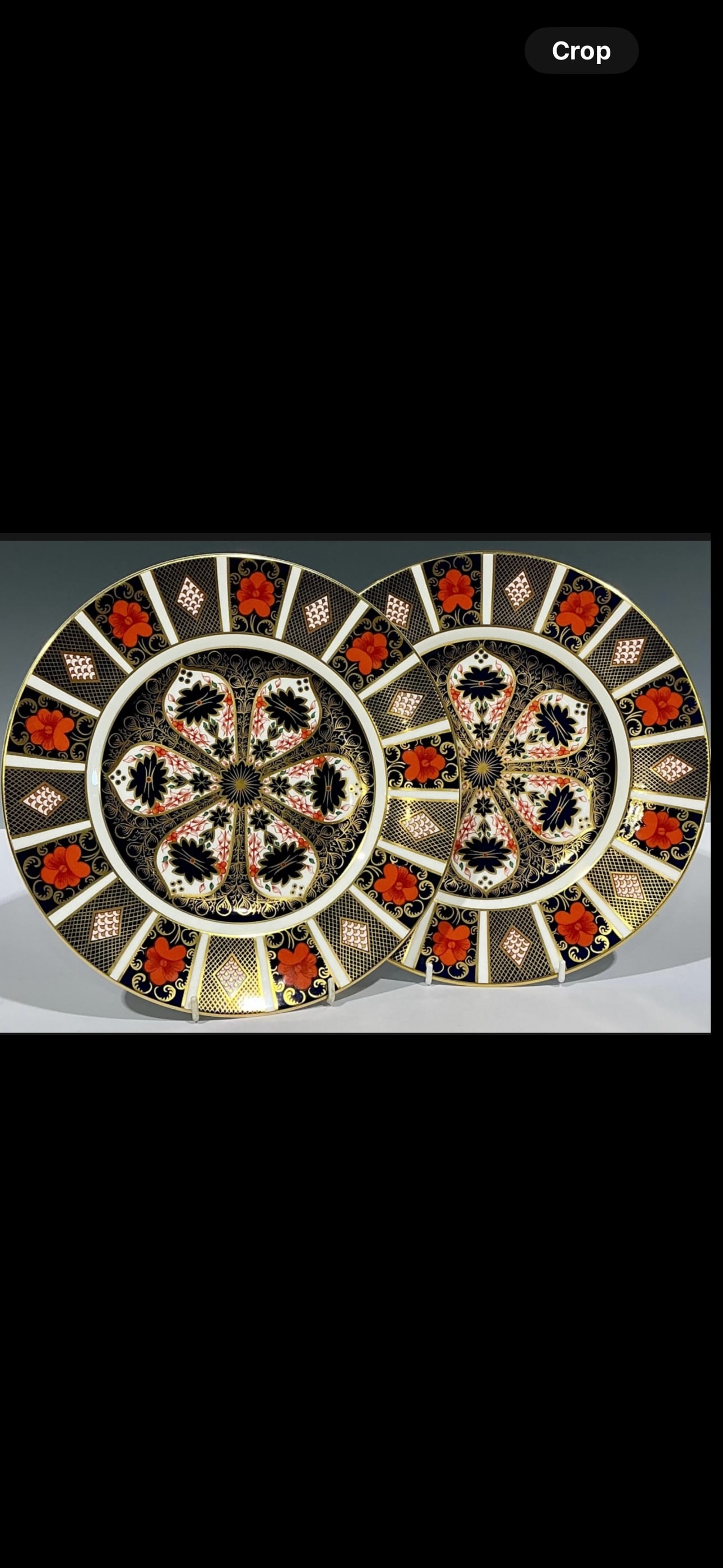 pair of Royal Crown Derby Imari 1128 pattern dinner plates, 10&1/2 inc (27cm)diameter: A pair of Royal Crown Derby Imari 1128 pattern dinner plates, 10&1/2 inch (27cm)diameter, seconds.Very good condition; no chips, cracks, etc