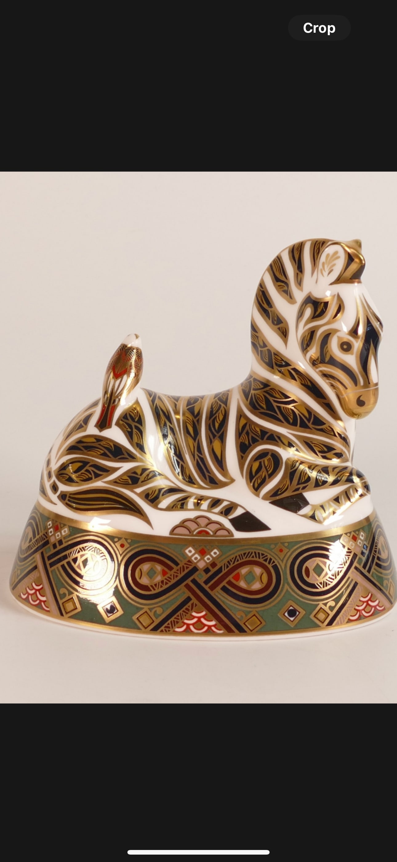 1995 large Zebra Royal Crown Derby fine china 5 inch paperweight: 1995 large Zebra Royal Crown Derby fine china 5 inch paperweight . Gold stopper.No chips, cracks, etc.