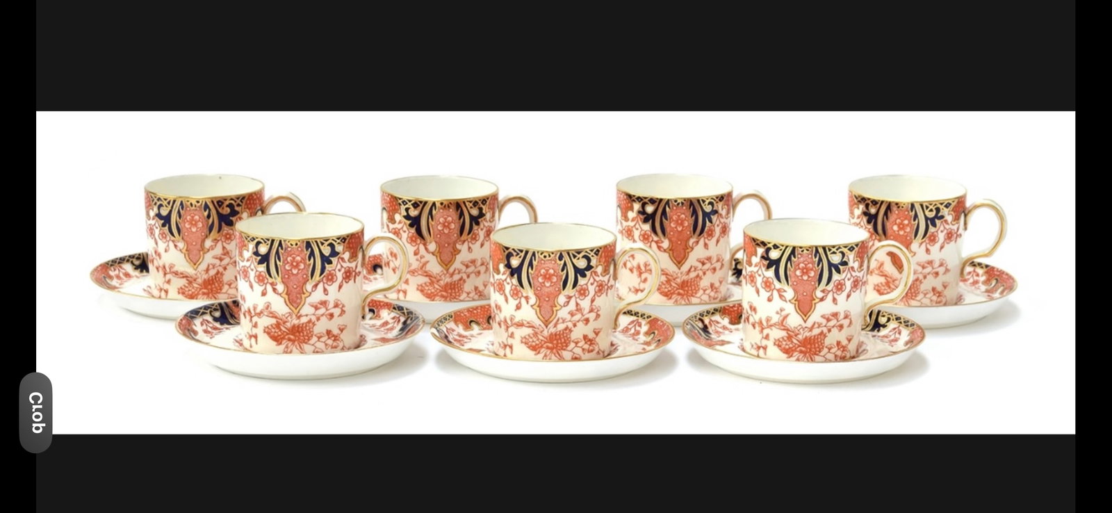 A set of seven c.1920 Royal Crown Derby coffee cups and saucers, cups 5.6cm high: A set of seven c.1920 Royal Crown Derby coffee cups and saucers, the cups 5.6cm high.No chips, cracks, etc.