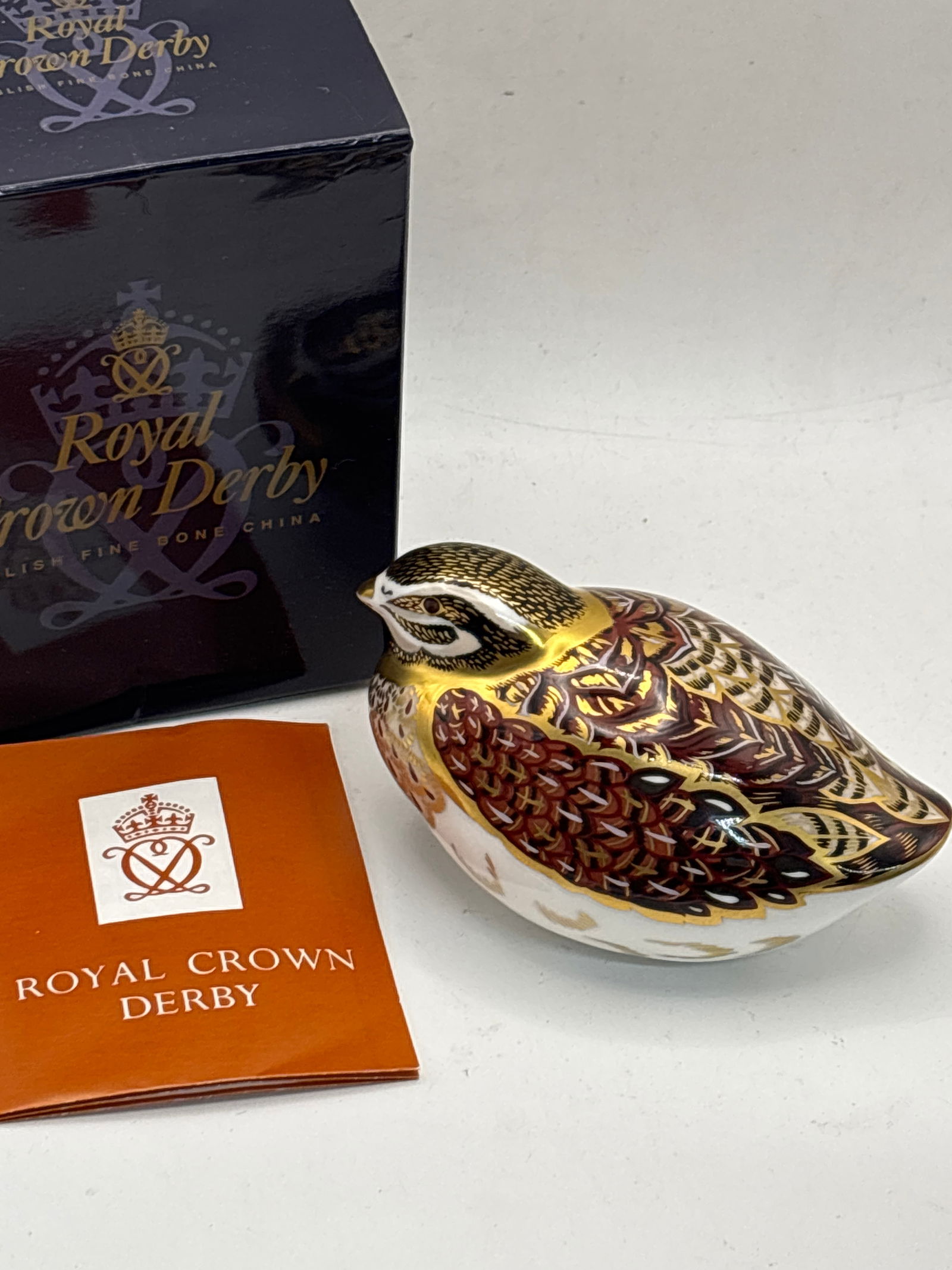 Royal Crown Derby ‘Dappled Quail’ 2&1/2x4&1/2 inch paperweight statue (1 of 7)