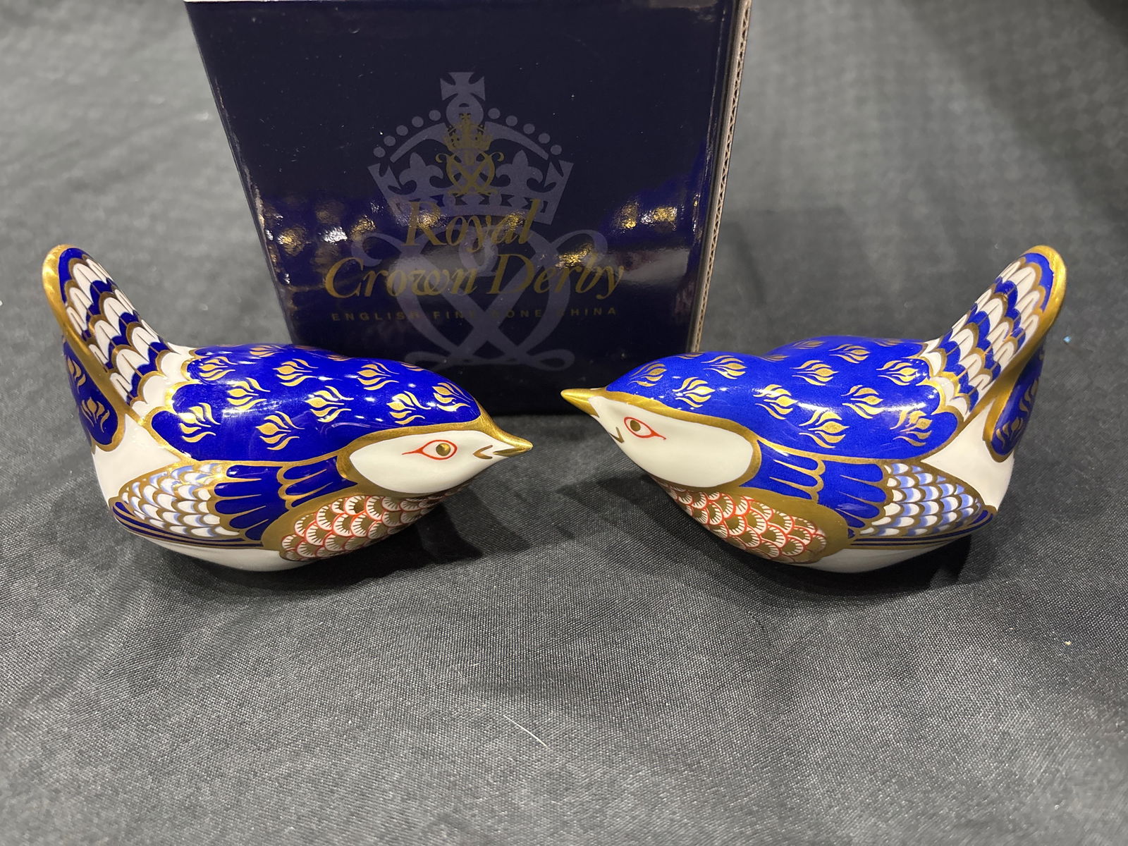 Two ‘Bluetit’ birds Royal Crown Derby 2&1/2 inch paperweights (1 of 6)