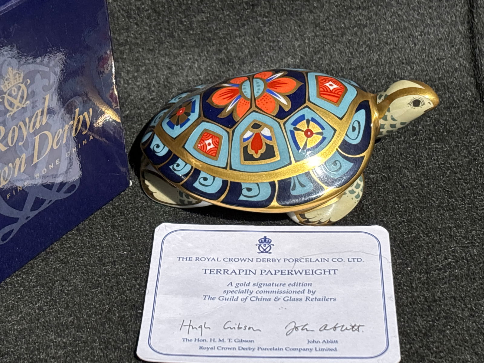 Artist initialed2000 Imari ‘Terrapin’ turtle Royal Crown Derby 4&1/2 inch paperweight (1 of 6)