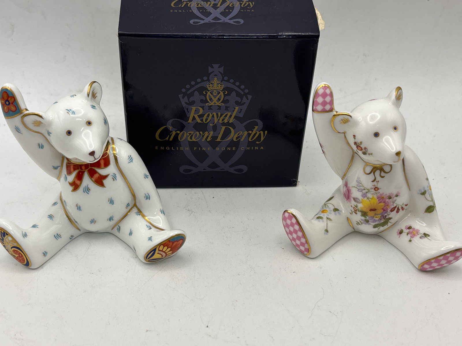 Two Teddy Bear ‘Alice & Victoria’ Royal Crown Derby England paperweights (1 of 6)