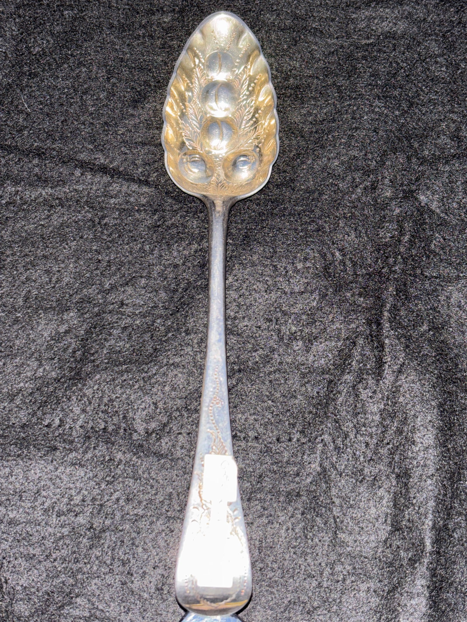 Large Georgian period English silver berry serving spoon 9 inch ; 85 grams (1 of 7)
