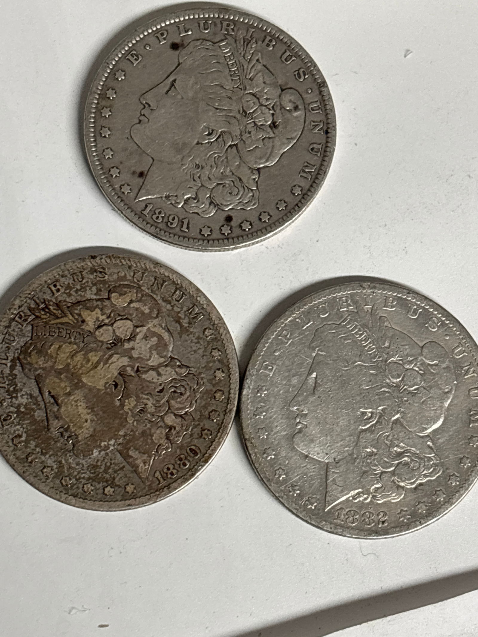 group of Three original 19th Century Morgan American Silver dollars (1 of 5)