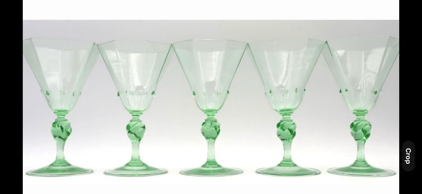 Vintage 5 Pc. Venetian 7 inch Glass Set in pale green (1 of 1)