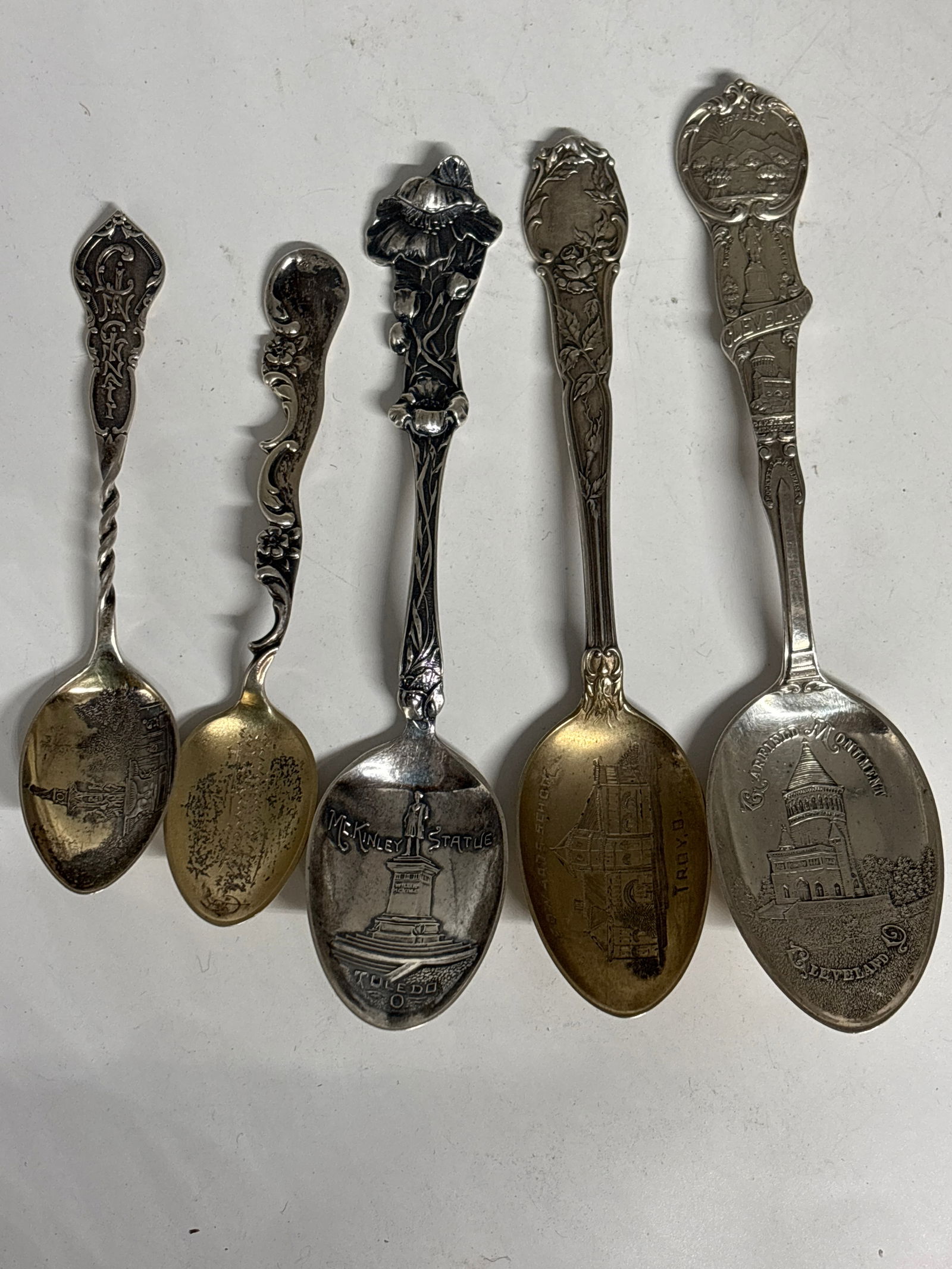 Group of five antique Ohio related souvenir spoons; 86 grams (1 of 9)