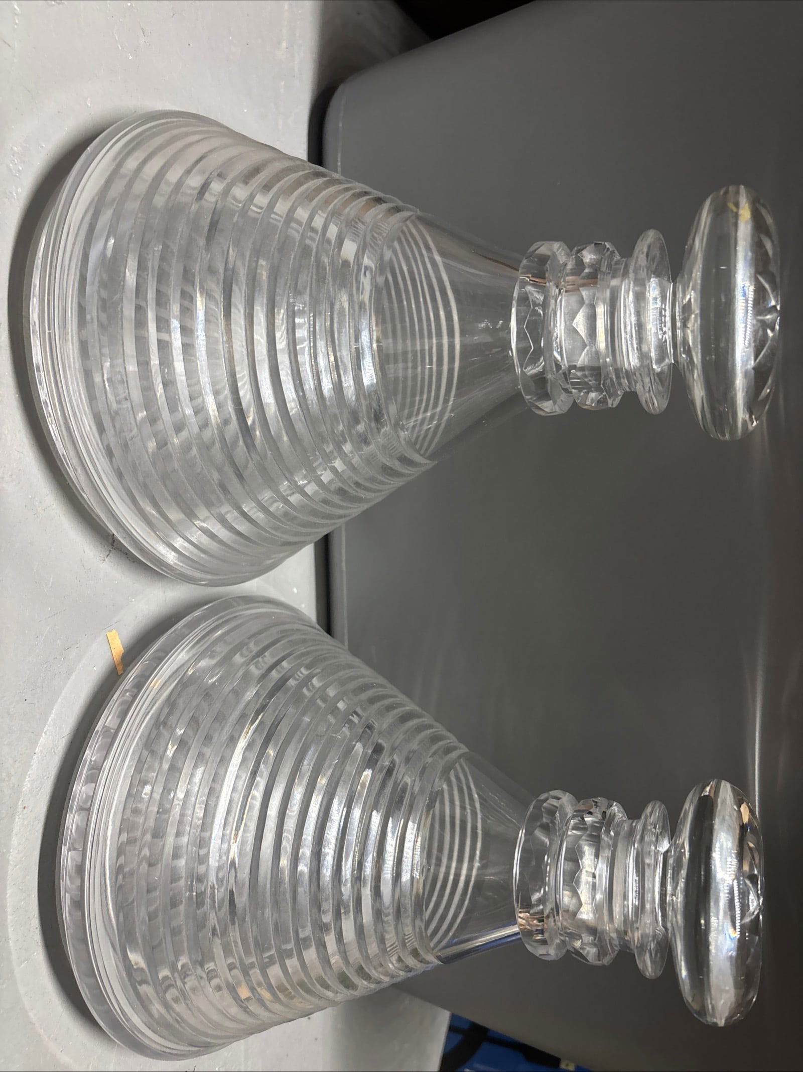 Rare Pair 19th C. English Cut Glass 8 Inch Ship Decanters W/stoppers (1 of 8)