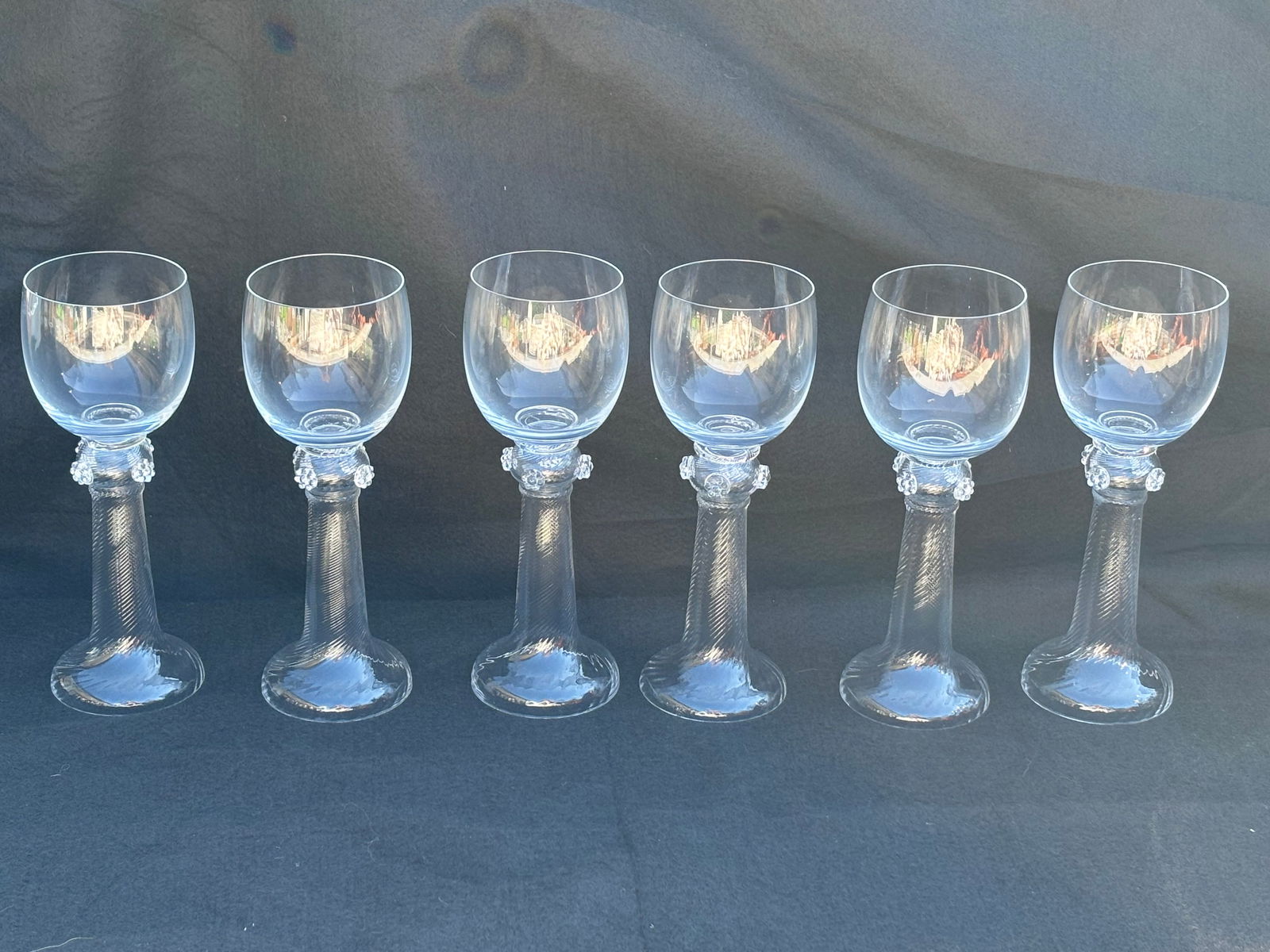 Tall 8&1/4 inch Set of six Venetian blown crystal glasses (1 of 11)