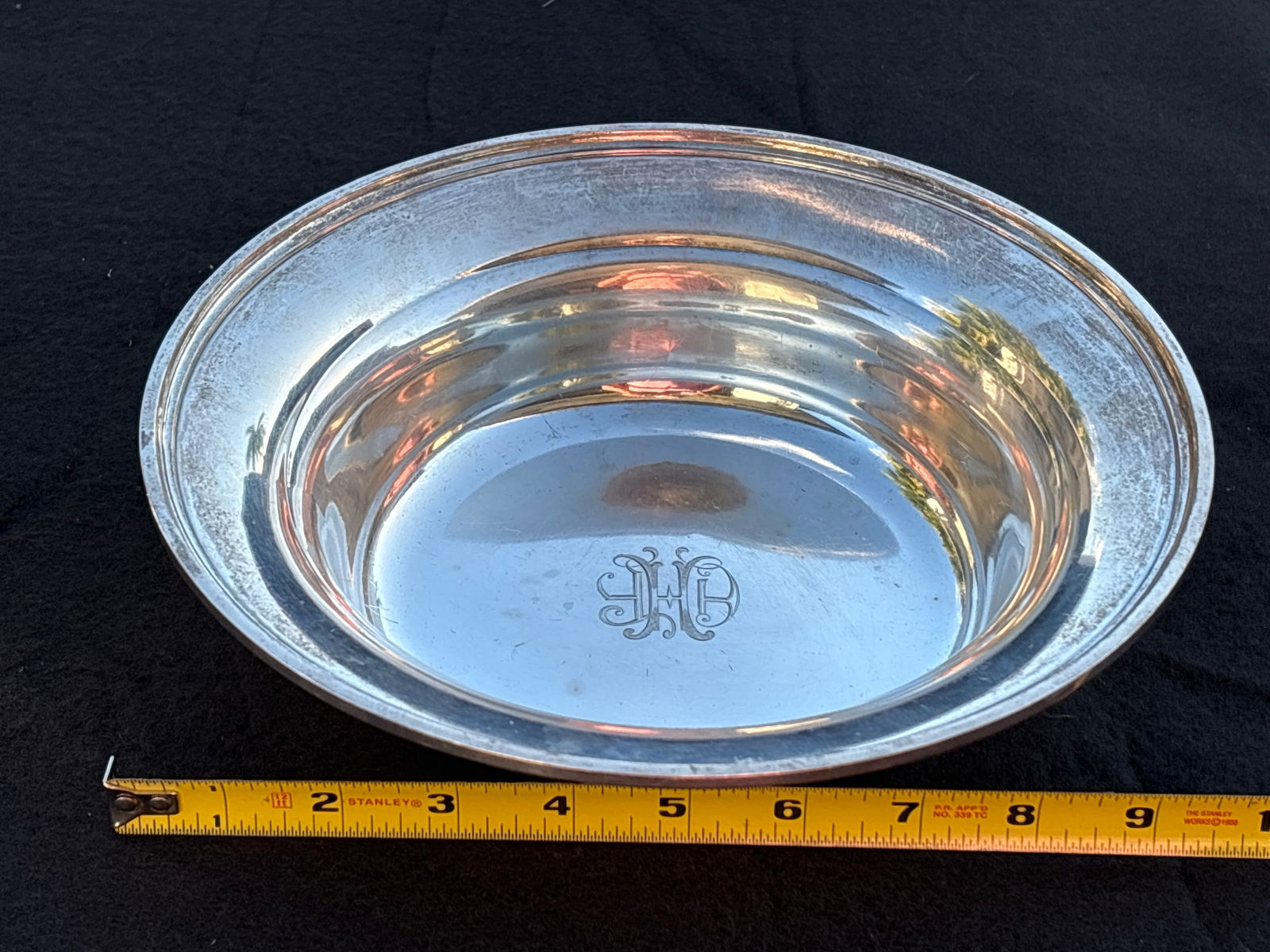 Solid/heavy Antique Art Deco period S. Kirk and sons sterling silver 9&1/2 bowl; 475 grams (1 of 8)