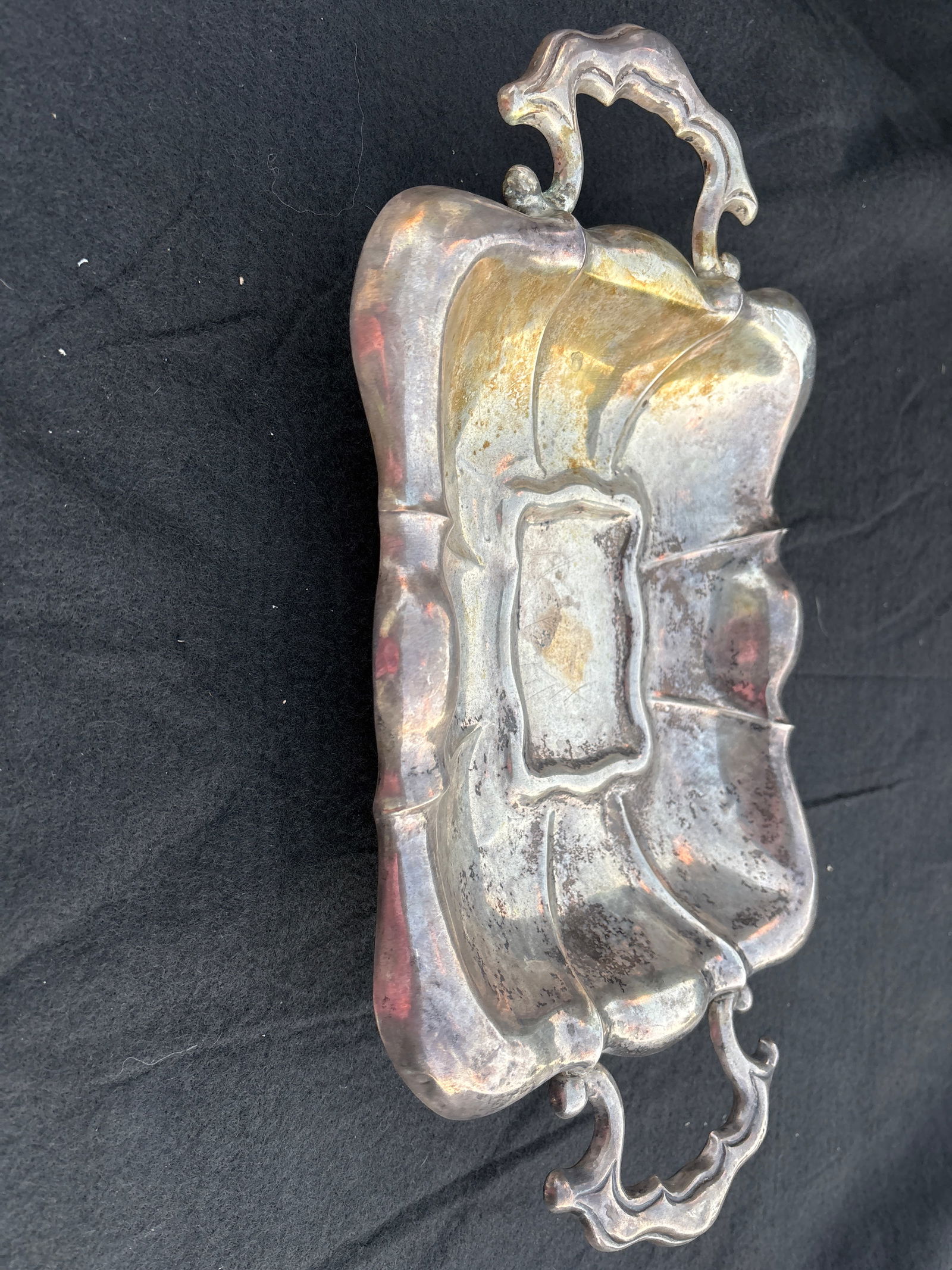 Rare 19th C. European silver footed 15 inch serving bowl; 385 grams; possibly Hanua (1 of 10)