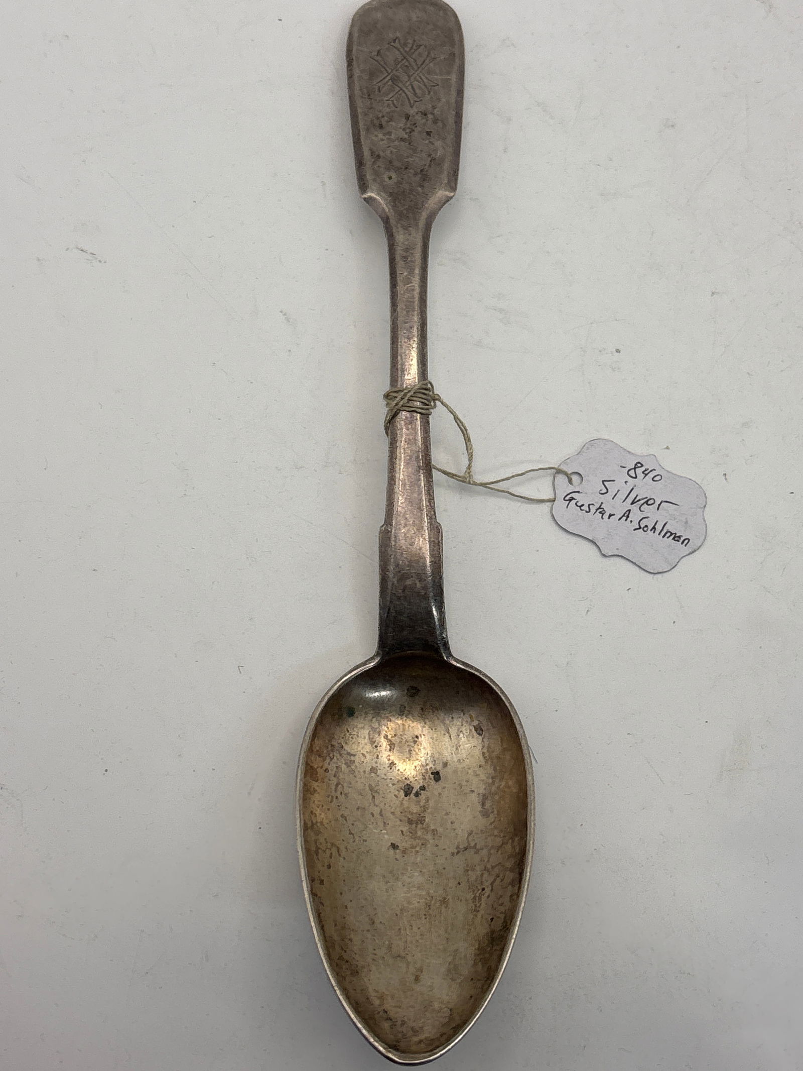 Rare 1874 Imperial Russian 84 silver (87.5%)  8&3/4 inch serving spoon; 85grams (1 of 7)