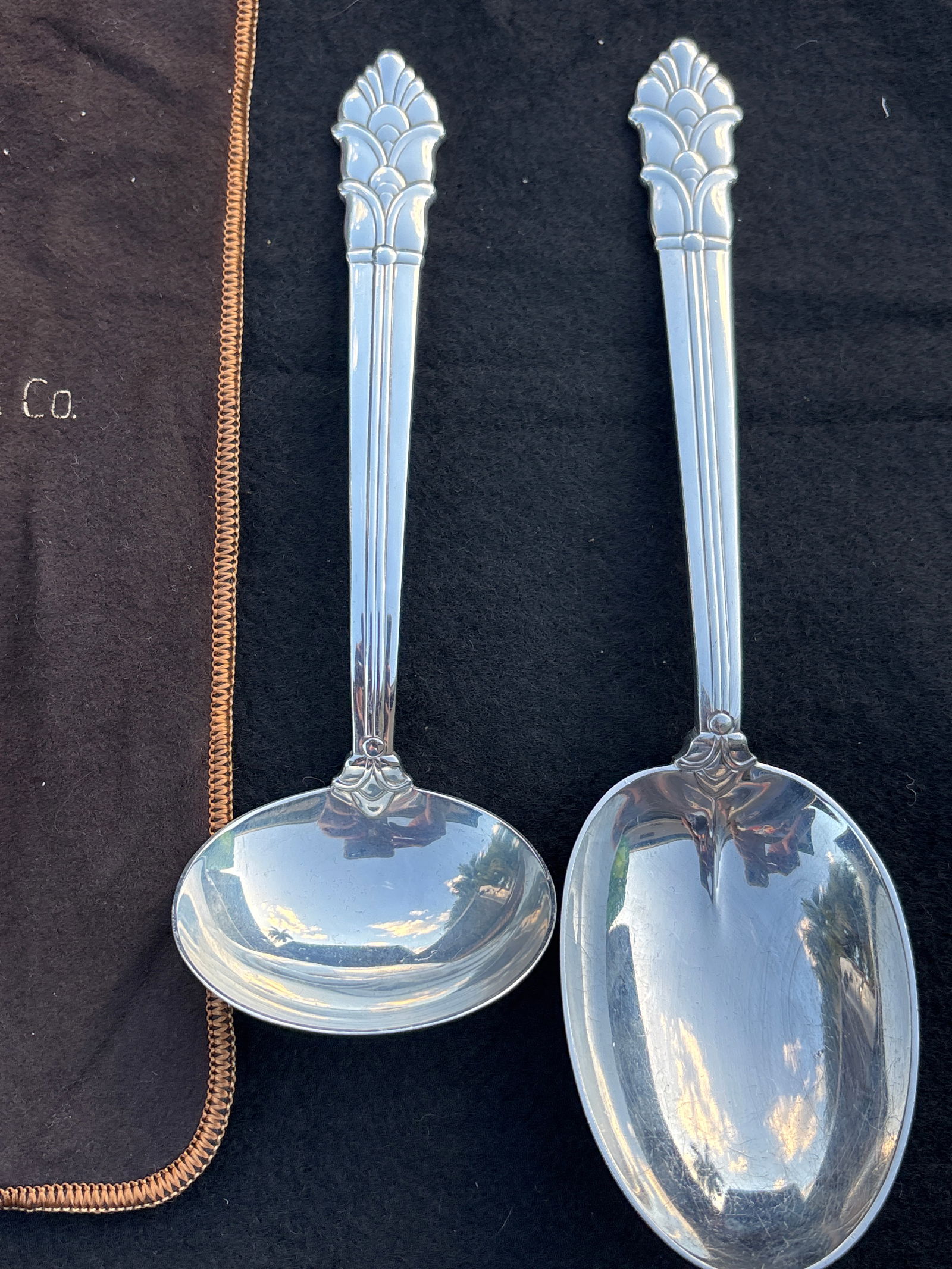Tiffany & Co Palmette pattern Sterling silver serving spoons;  230 grams (1 of 7)