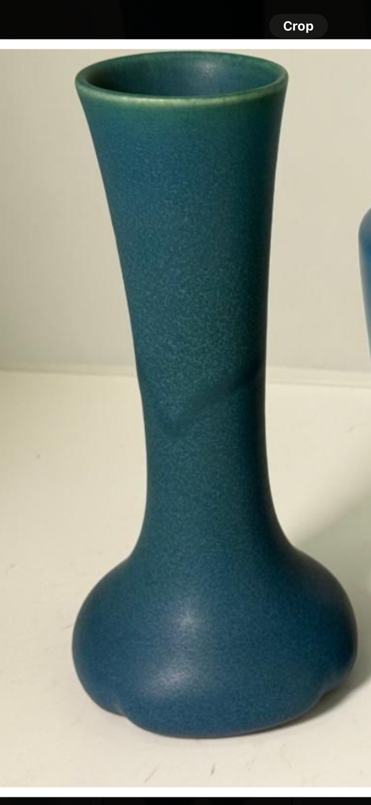 Tall Rookwood art pottery blue shaped basevase: Tall Rookwood art pottery blue shape vase