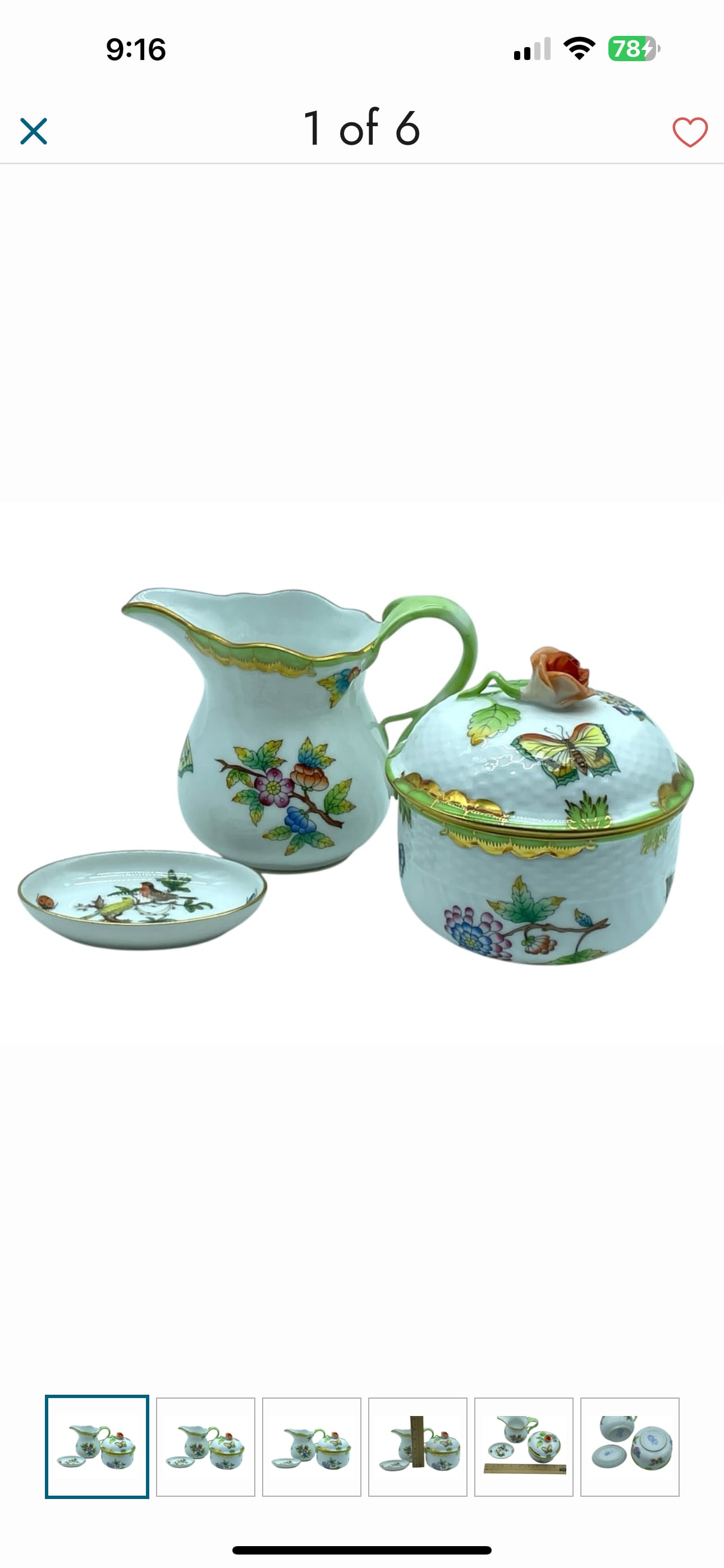 Herend smallcoffee pot and cream: Tall