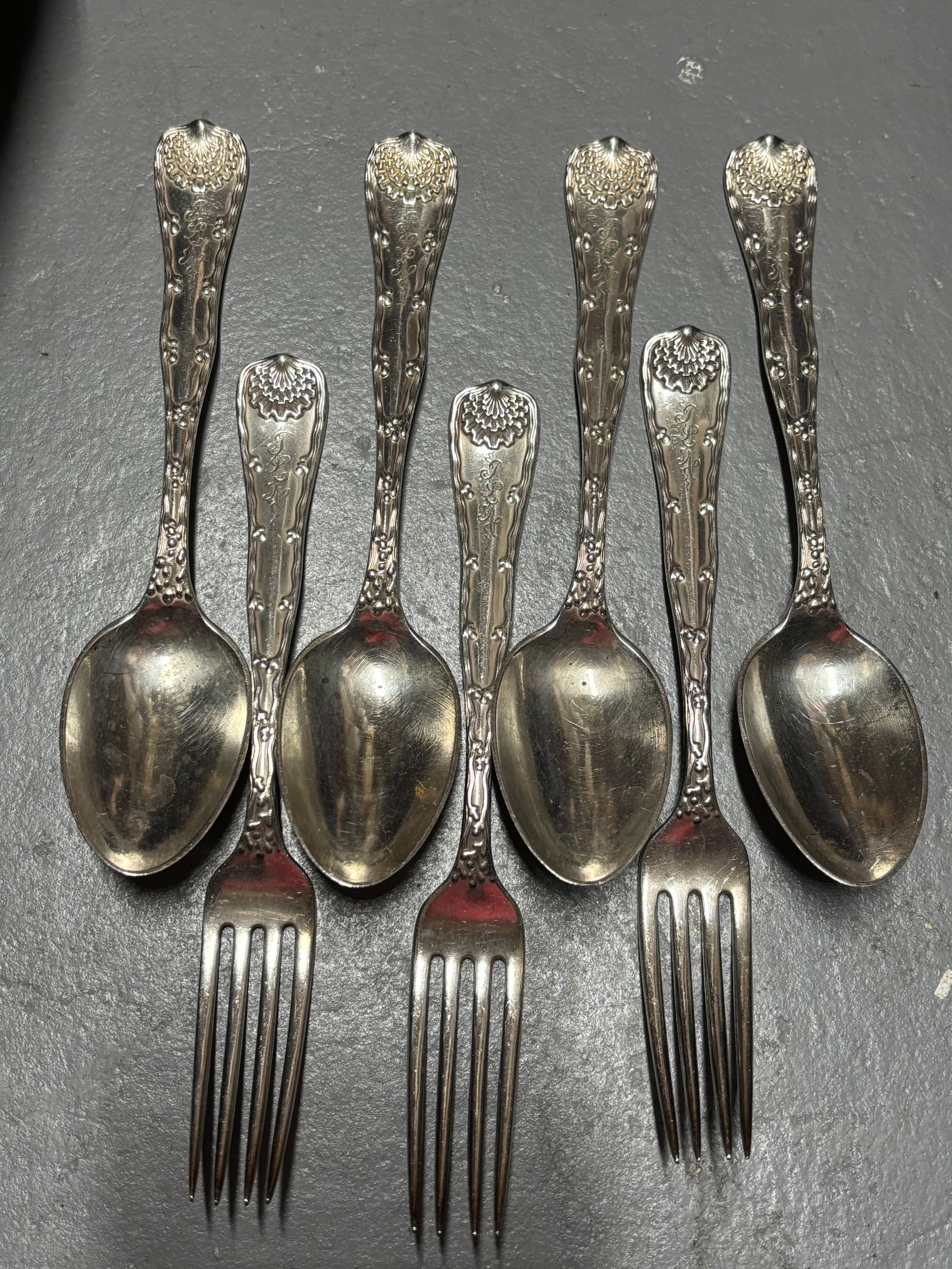 Seven Tiffany & Co. Sterling silver three forks & four spoons; 434 grams (1 of 6)