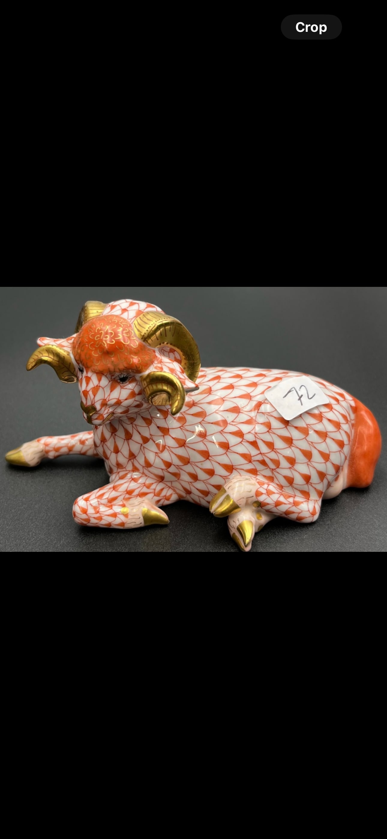 Herend Hungarian rust/red fishnet Figure of a reclining Ram 5inches (1 of 7)
