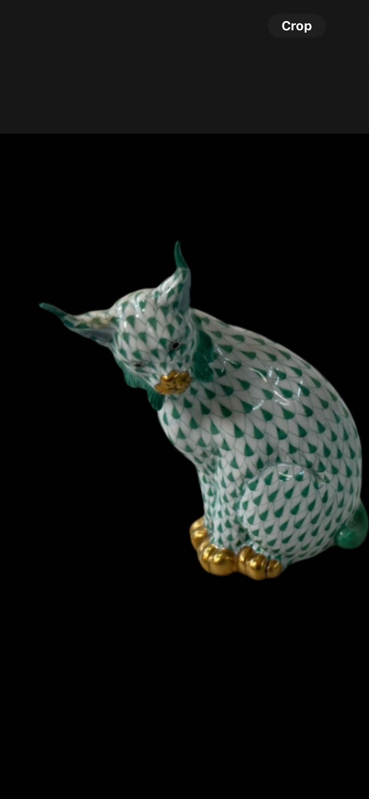 Uncommon Lynx form Herend Hungary porcelain green fishnet 5 inches figurine (1 of 9)