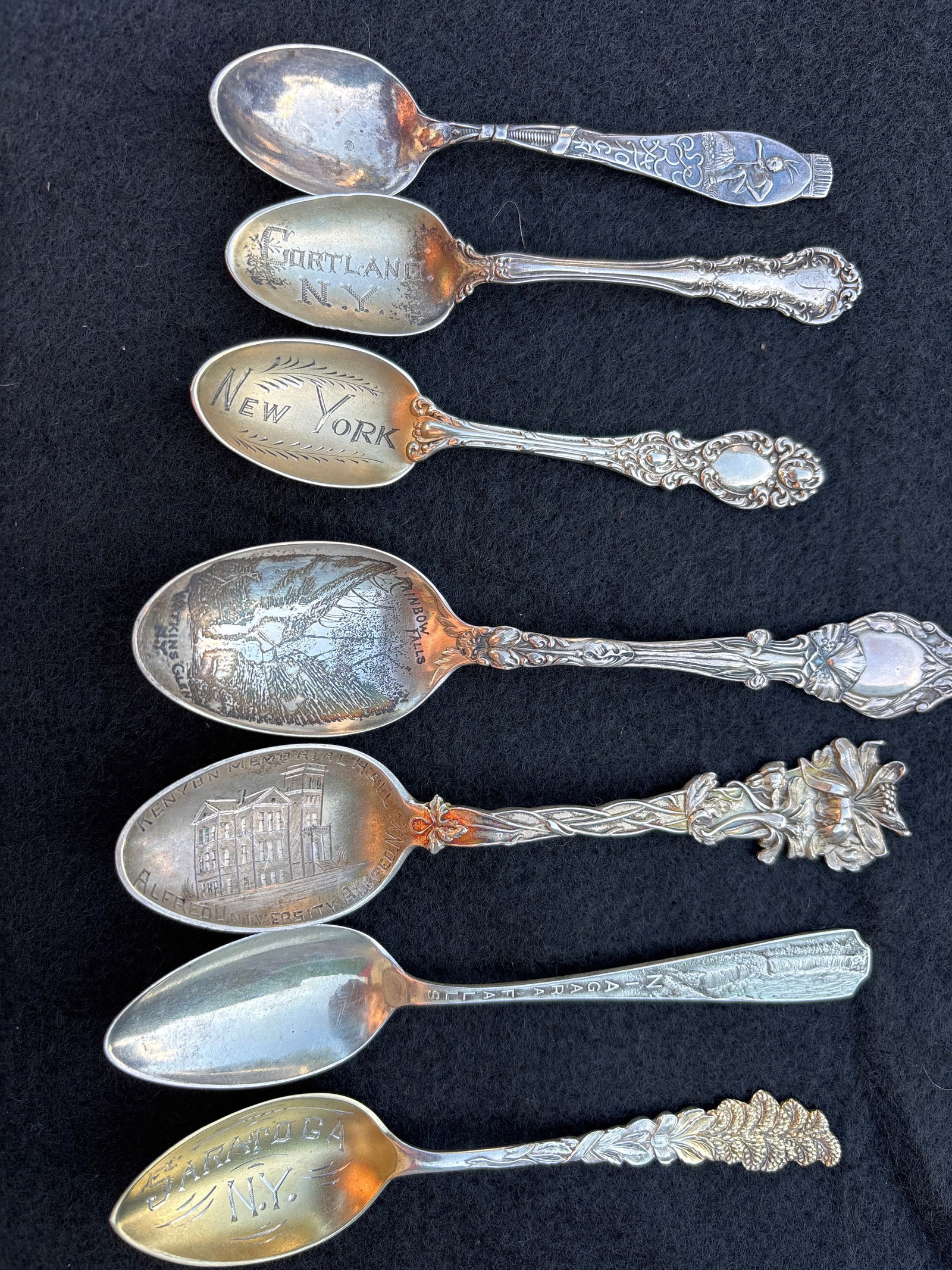 Great group of seven Sterling silver New York souvenir spoons; 114 grams (1 of 10)