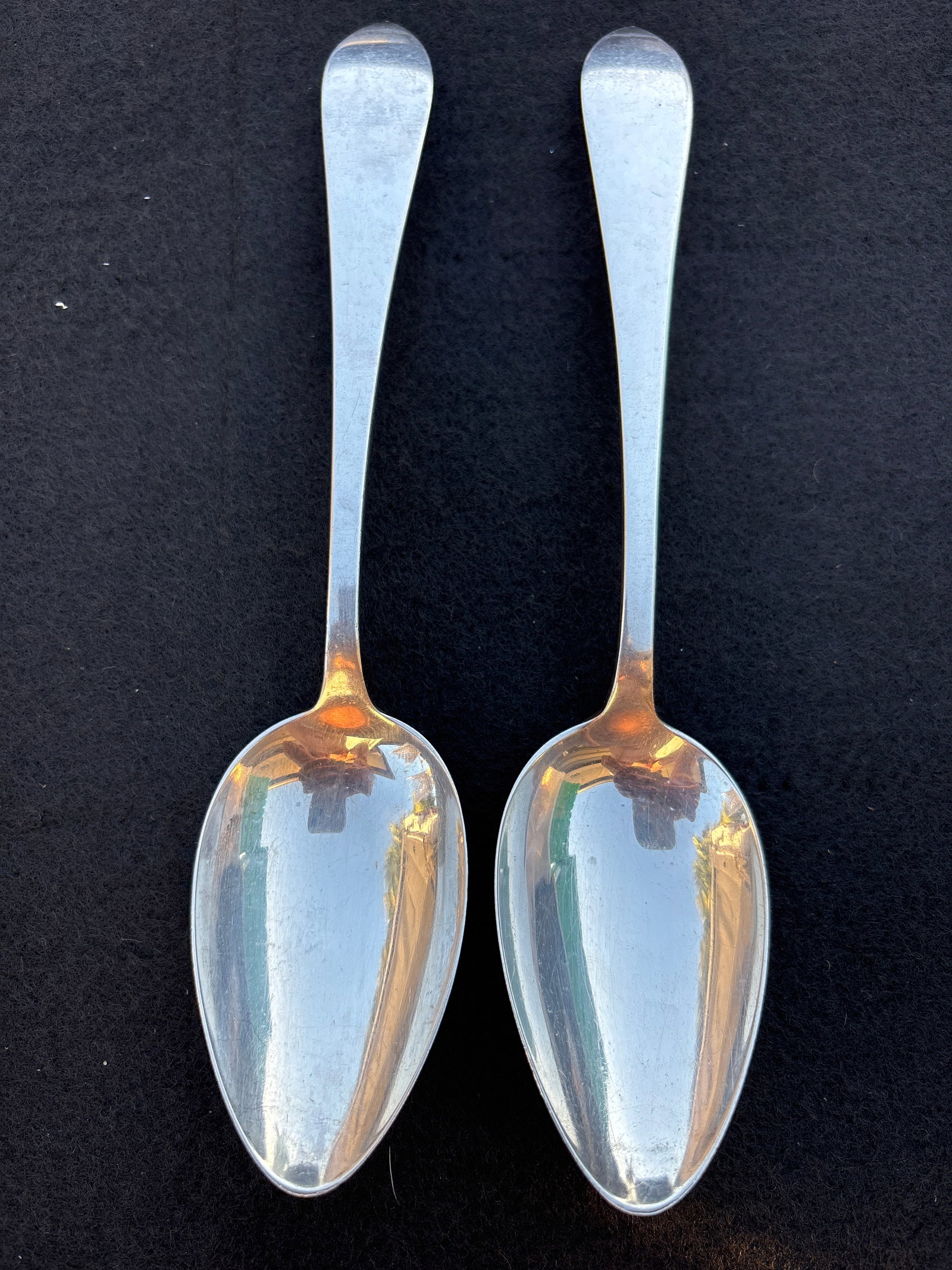 Pair of Fairchilds & sons sterling silver 8&1/4 inch serving spoons114 grams: Pair of Fairchild's & sons sterling silver 8&1/4 inch serving spoons114 grams . No monogram .Good condition. No chips, breaks, etc.