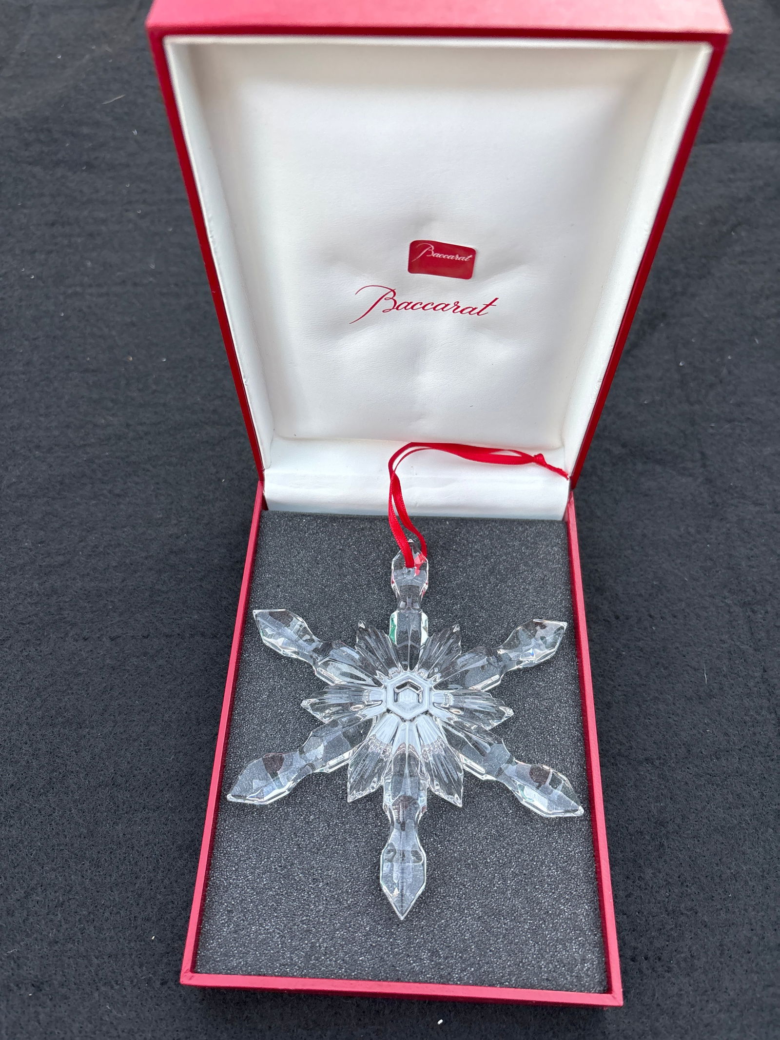 Baccarat fine French crystal 4&1/2 inch snowflake ornament in original box (1 of 7)