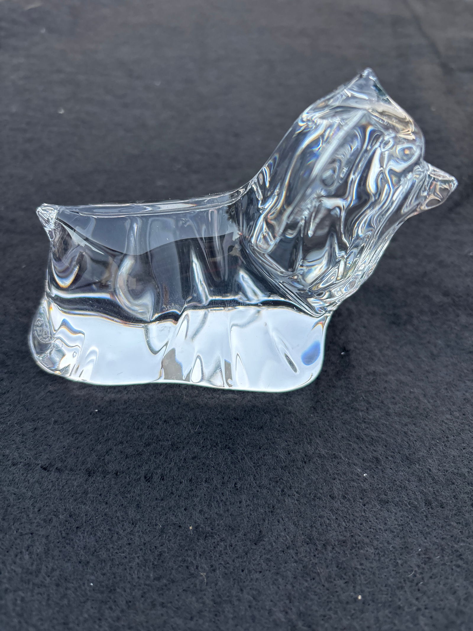 Baccarat fine French clear crystal 4inch Yorkshire dog figurine: Baccarat fine French crystal 4inch Yorkie sculpture.No box.Good condition, no chips, cracks, etc.