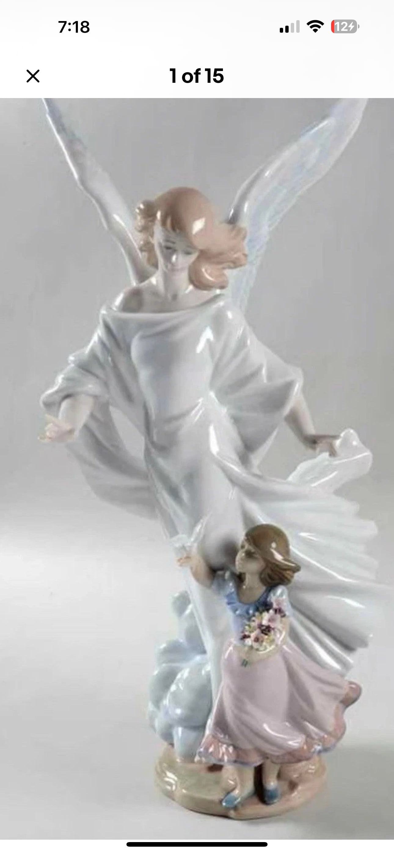 Rare 20.5 inch tall Lladro Spanish porcelain #6352 ‘Guardian Angel’ sculpture (1 of 15)