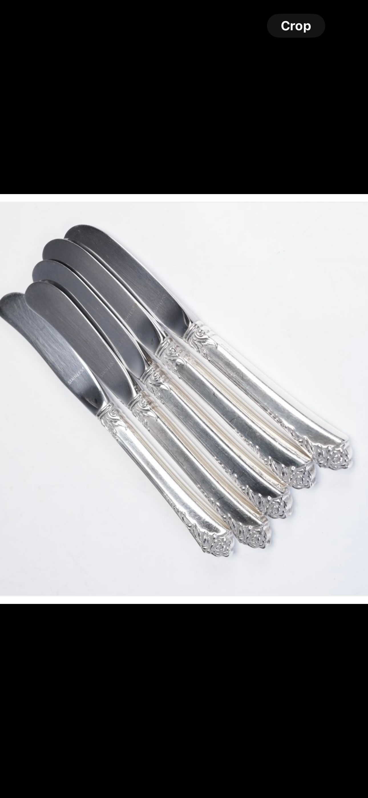 5PC ONEIDA STERLING SILVER HANDLE BUTTER SPREADERS, DAMASK ROSE (1 of 4)