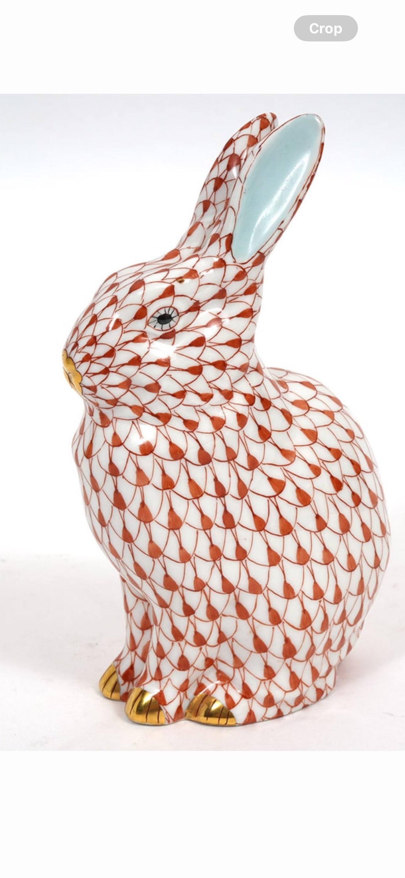 5.25 inch Herend porcelain rust fishnet sitting rabbit Figurine (1 of 5)