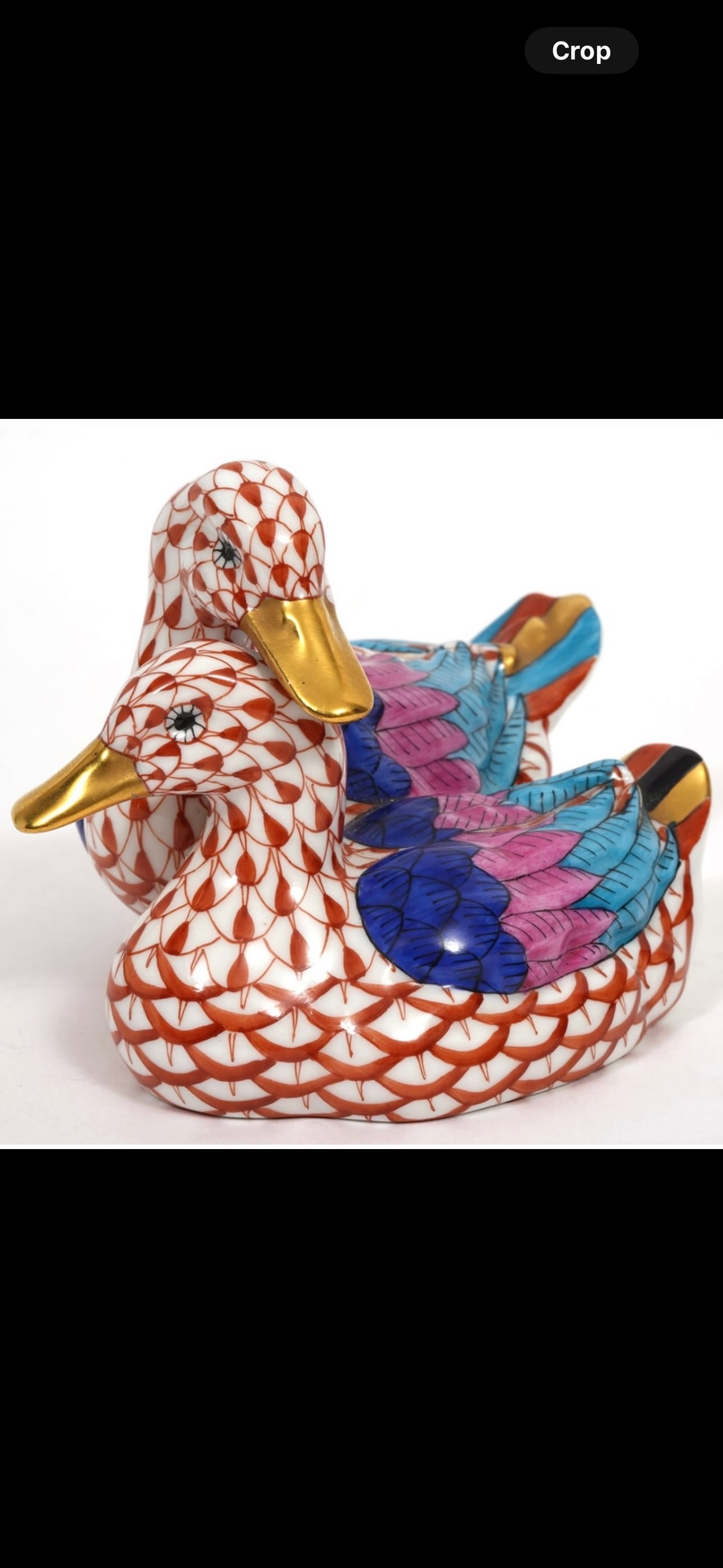 Pair 4inch Herend porcelain rust fishnet ducks Figurine (1 of 4)