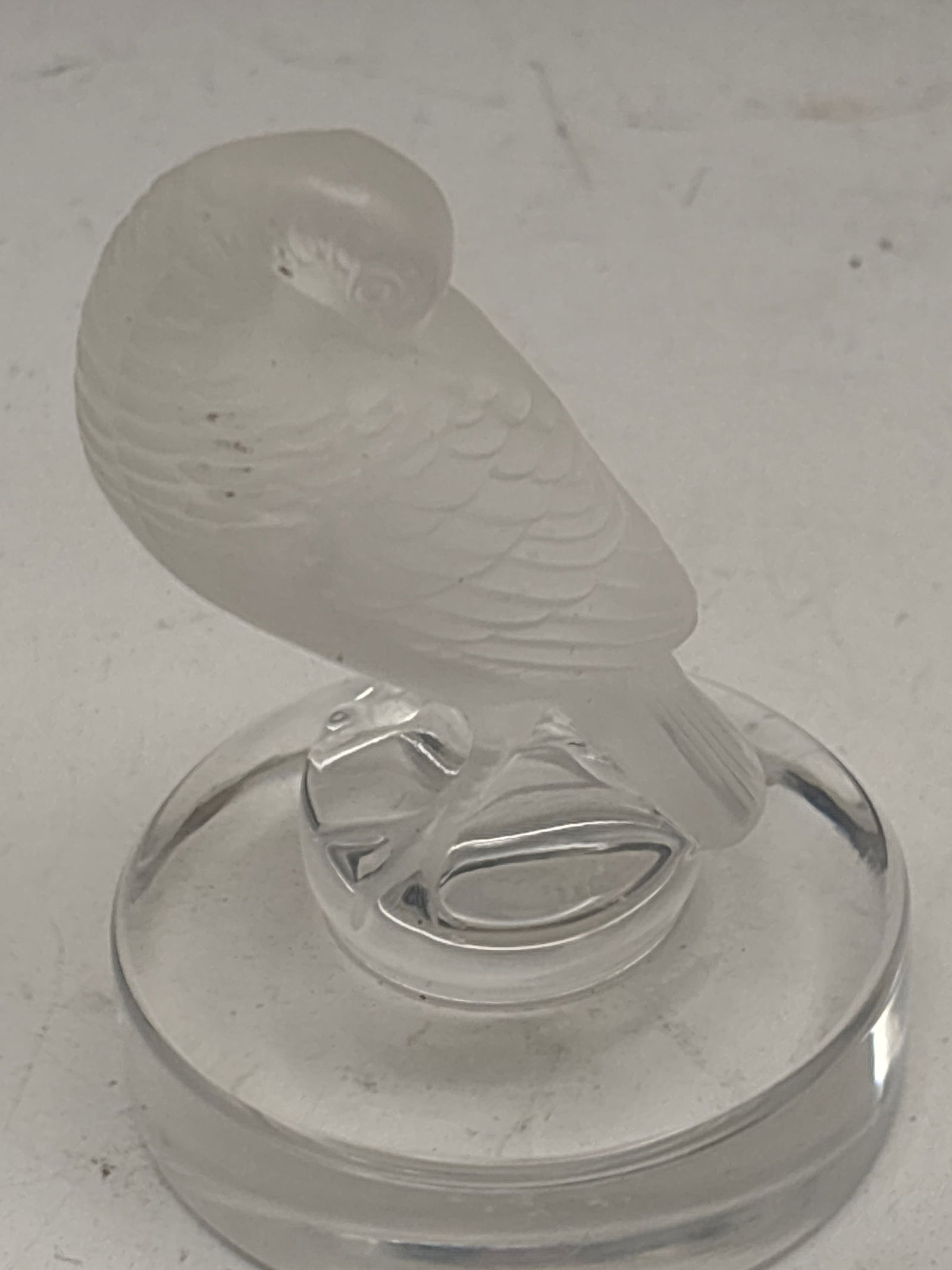 Lalique frosted crystal "Tourterelle’Preening Turtle Dove; 3&1/4inch (1 of 5)