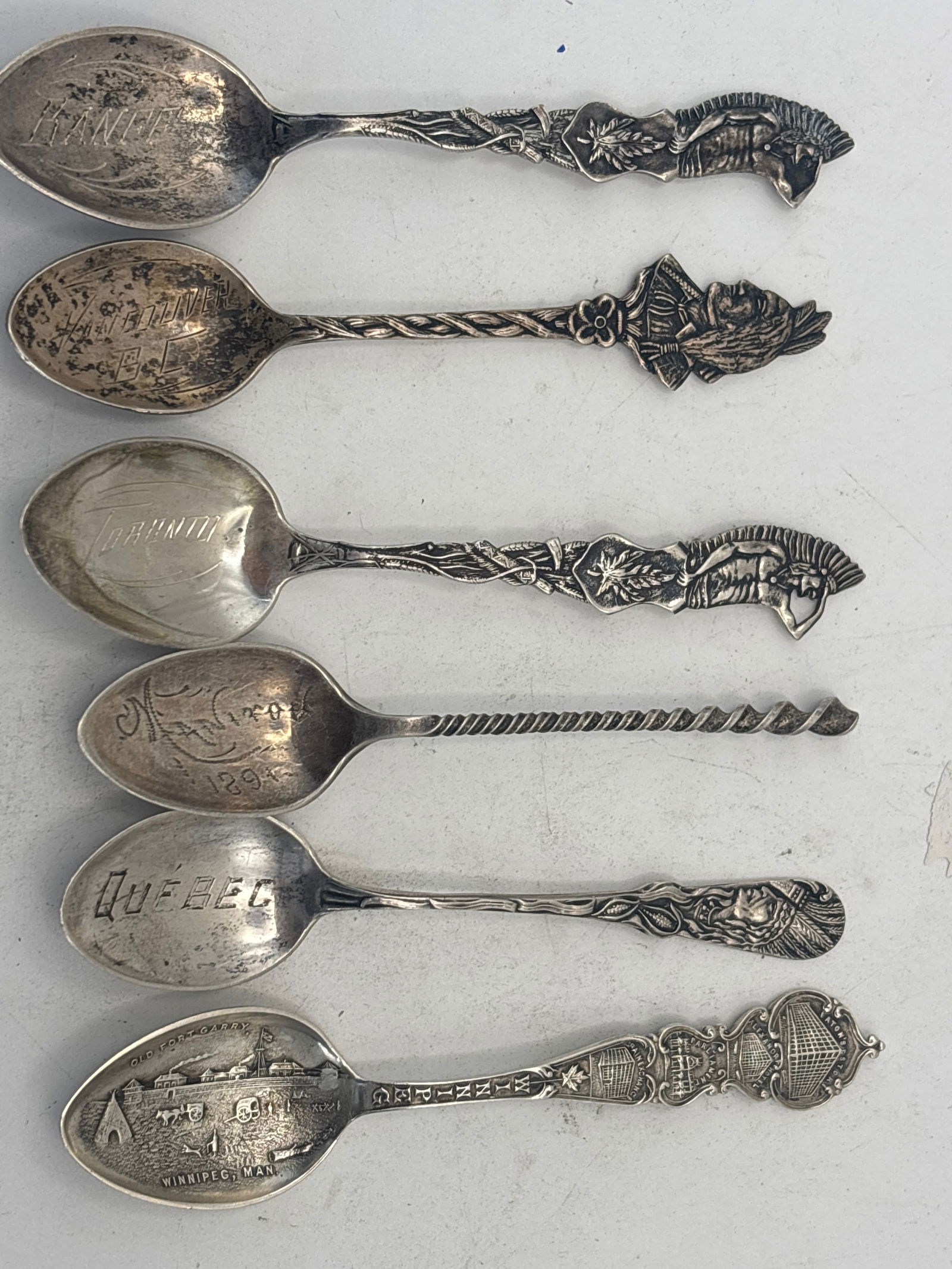 Six small 4&1/4 inch Canada sterling silver souvenir spoons; 60 grams (1 of 10)