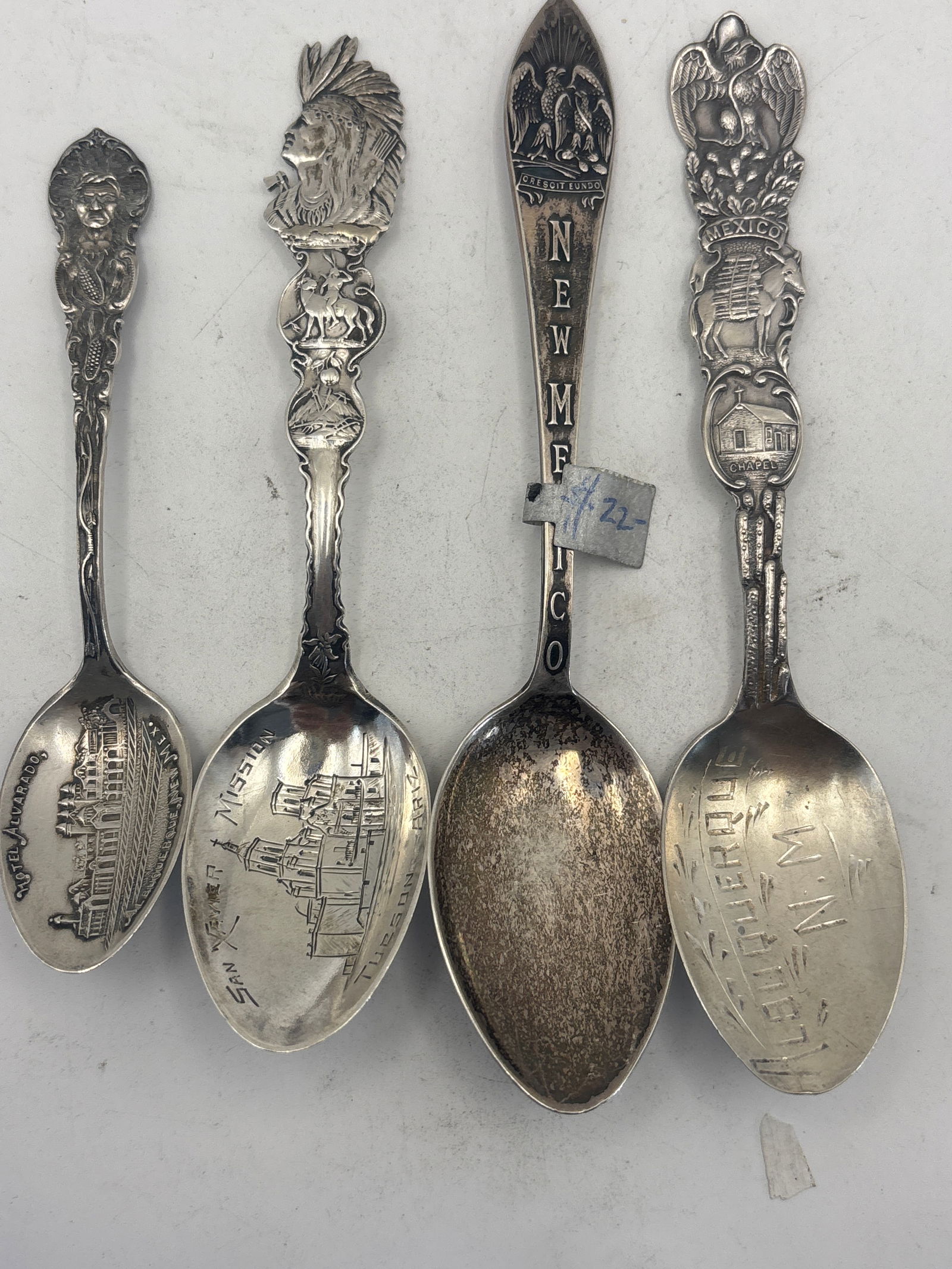 Four New Mexico sterling silver souvenir spoons; 69 grams (1 of 8)