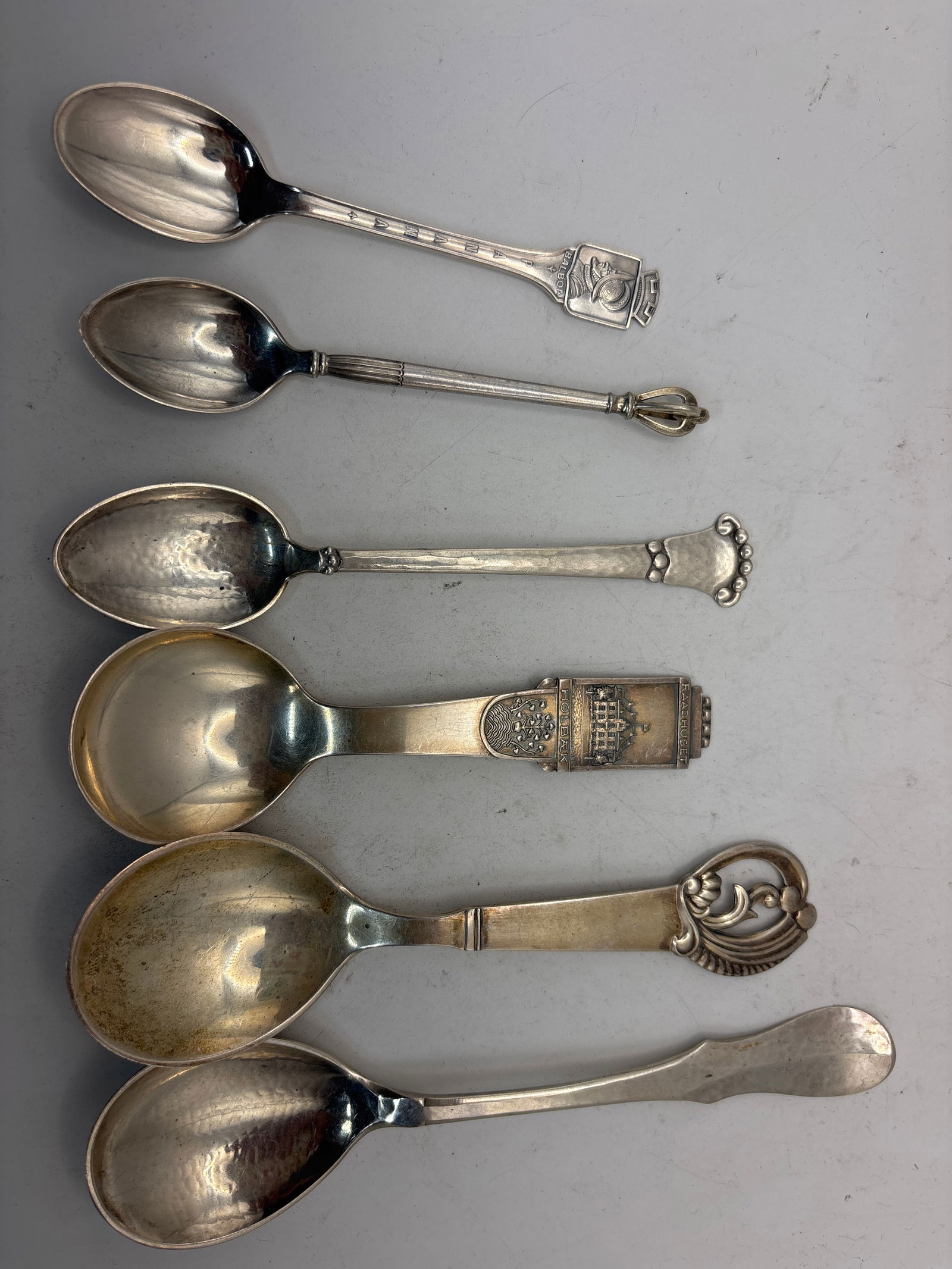Six Danish sterling silver assorted vintage spoons; 92 grams (1 of 7)
