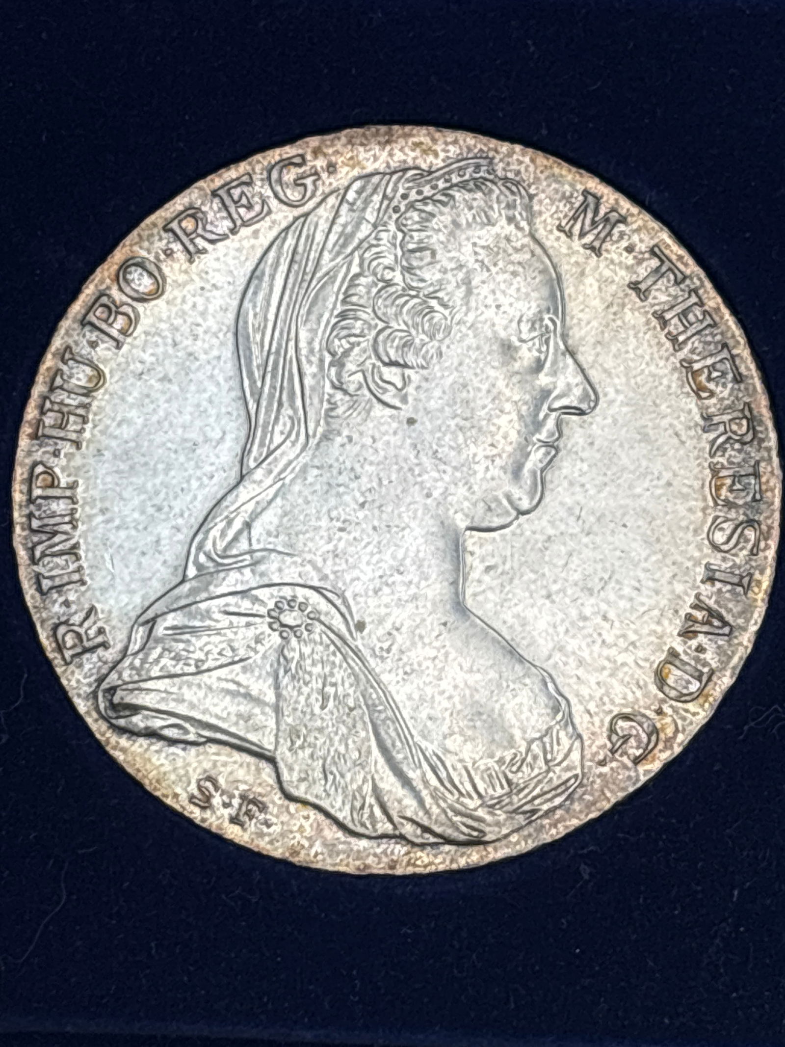 Austrian Maria Theresa Thaler silver coin, dated 1780: Austrian Maria Theresa Thaler silver coin, dated 1780. The coin is one of the most widely used trade coins in history, featuring the bust of Empress Maria Theresa on the obverse. Most thalers found to