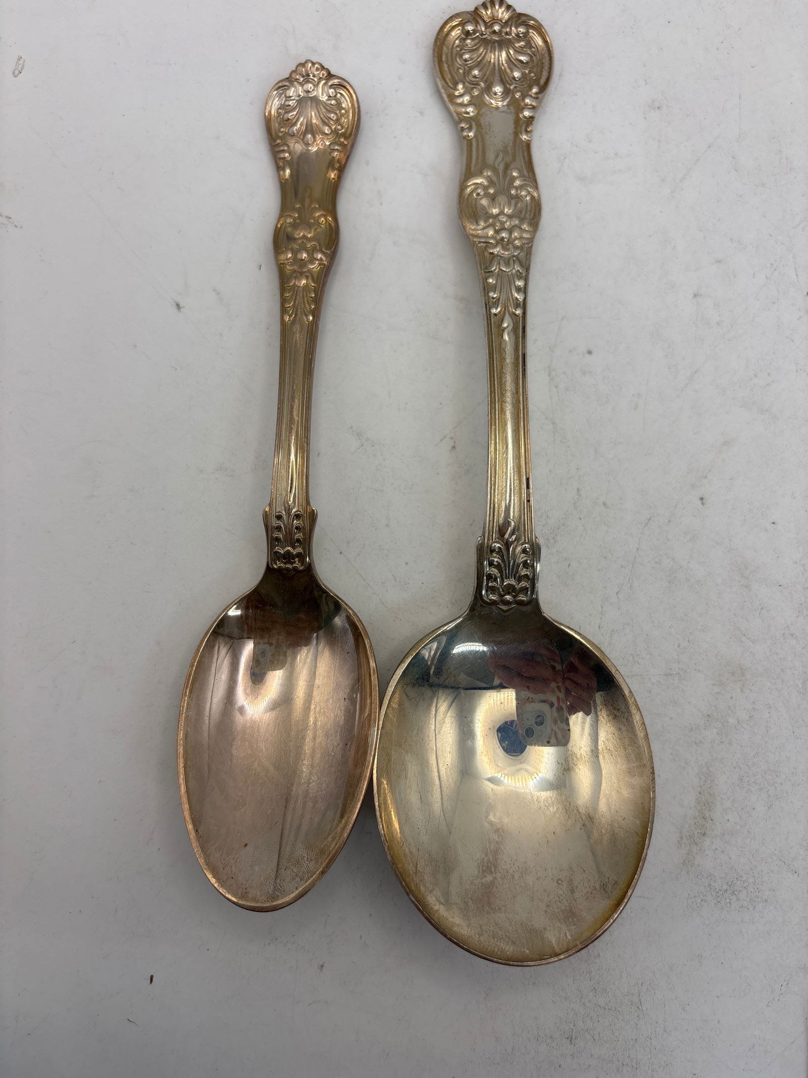 Two Tiffany & Co English Kings pattern sterling silver sooons; 133 grams (1 of 7)