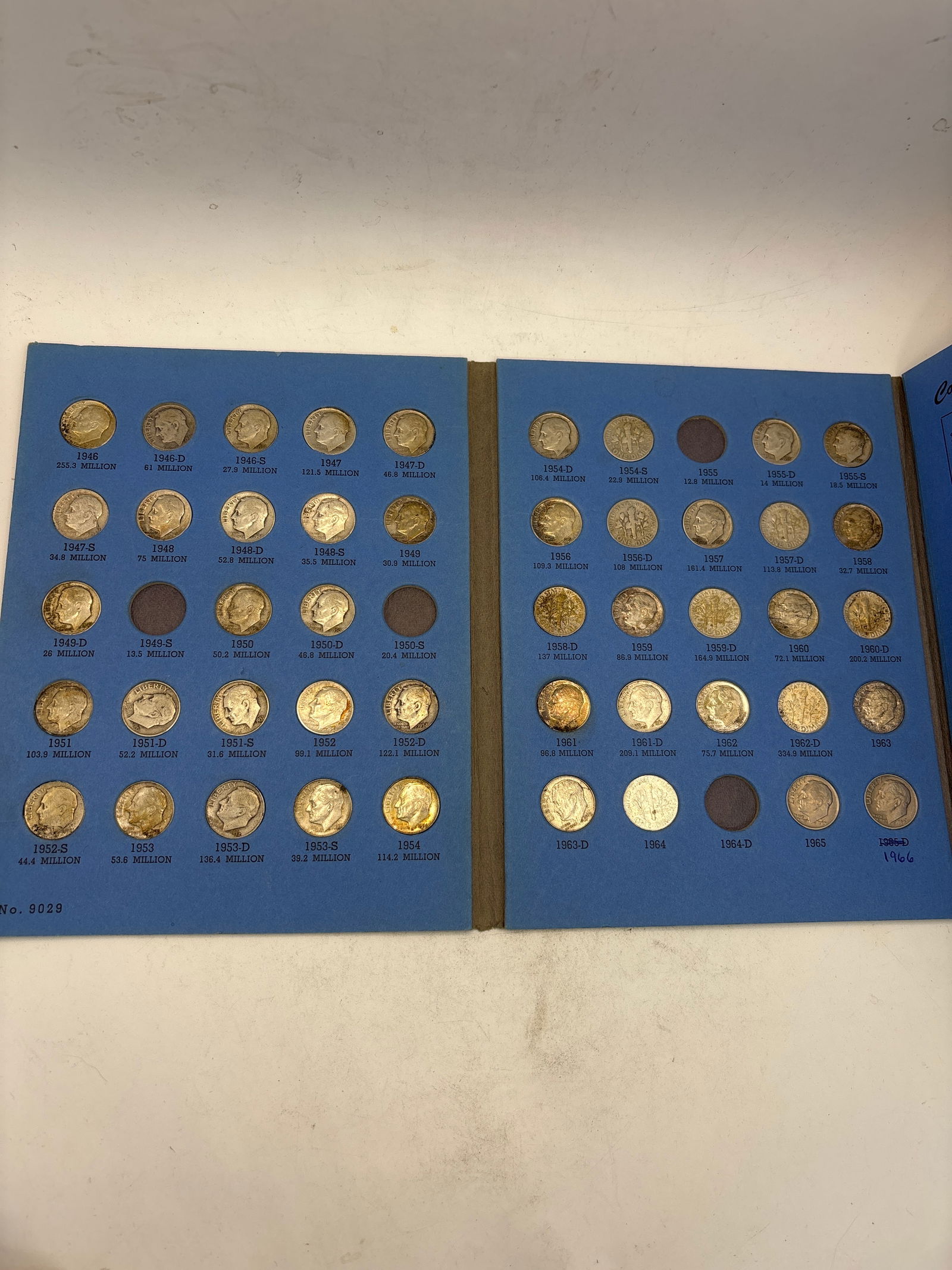 Incomplete Whitman book of Early Roosevelt silver dimes; 46 coins (1 of 4)