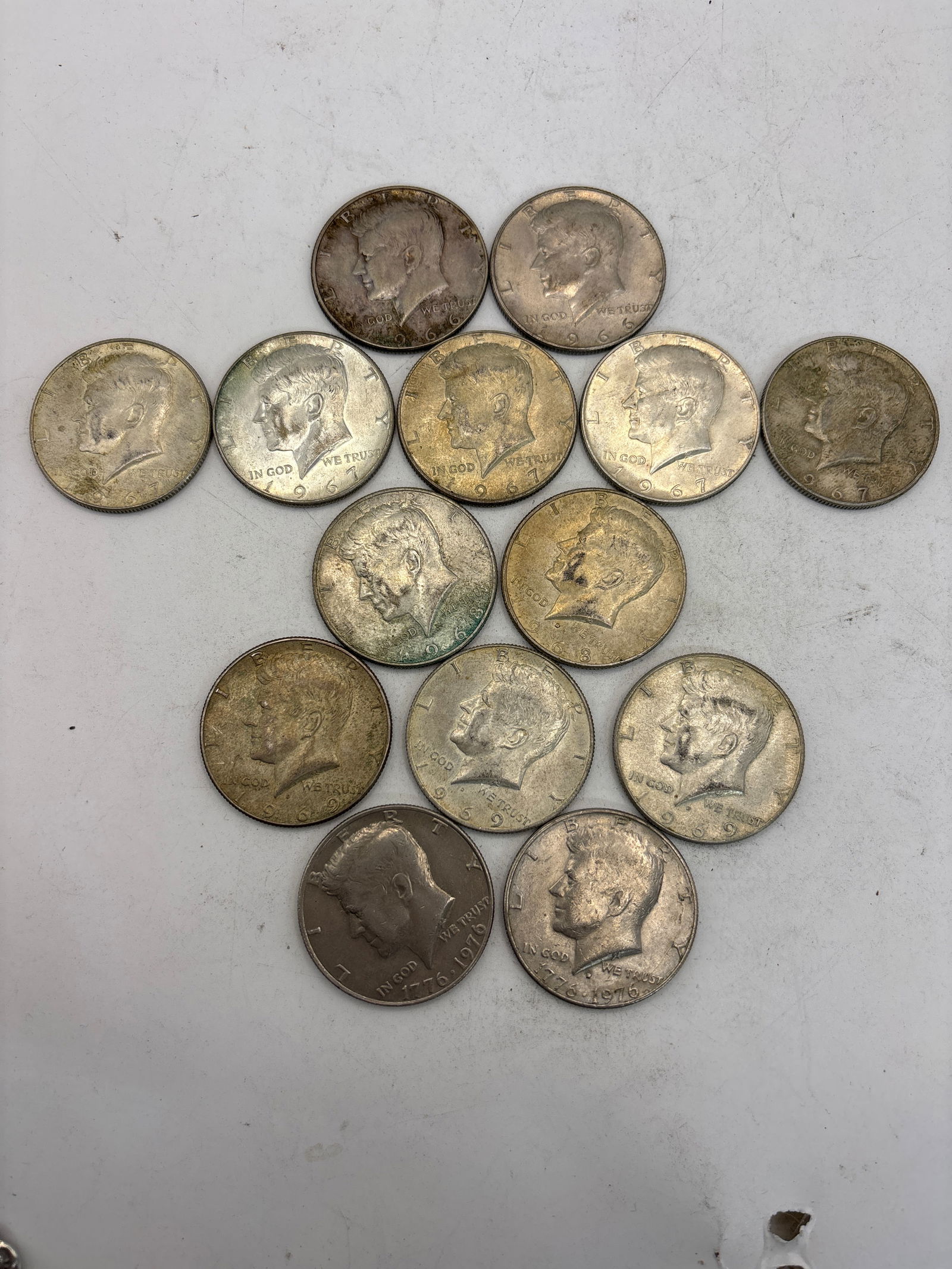 Lot of Fourteen assorted Kennedy Half Dollar 40% silver coins (1 of 7)