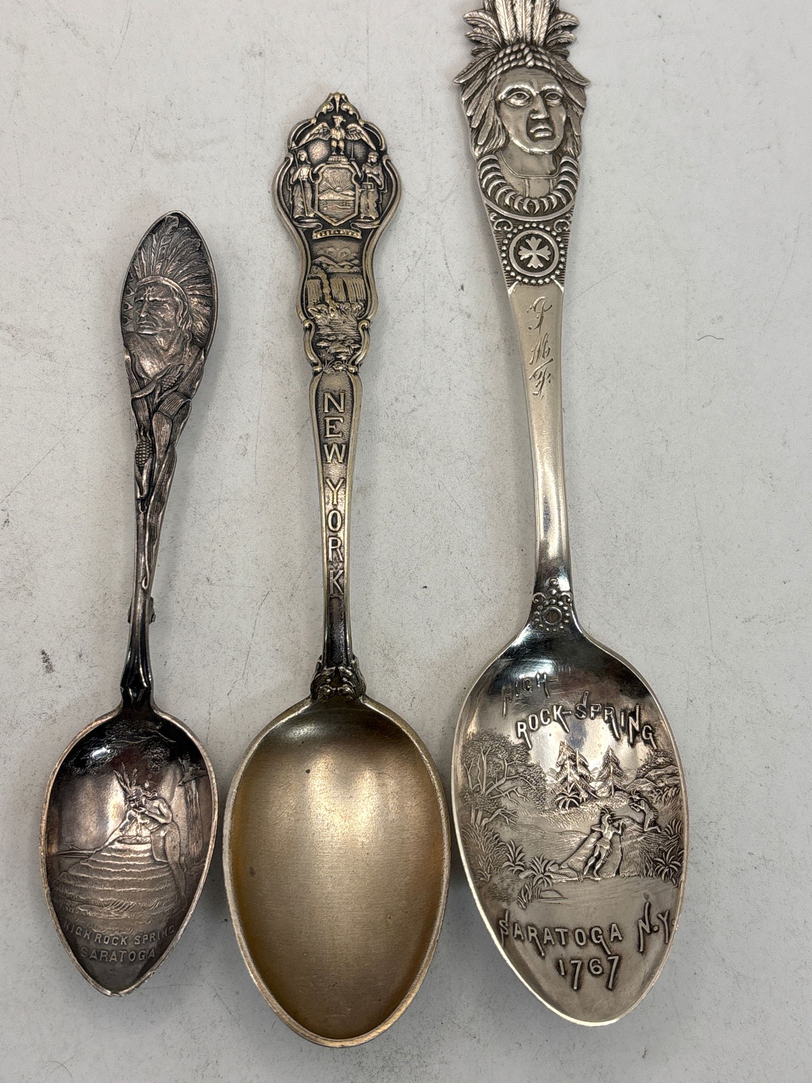 Three New York sterling silver souvenir spoons; 64 grams (1 of 8)