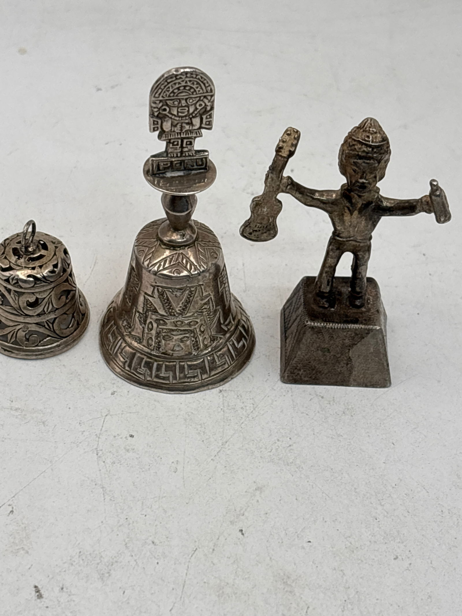 Three hand made Mexico .925 silver small bells; 99 grams (1 of 6)