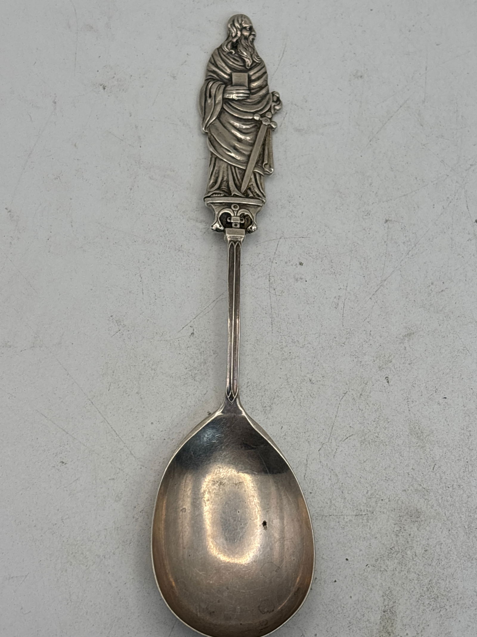 Saint Paul form handled 6 inch apostle sterling silver spoon; 27 grams (1 of 6)