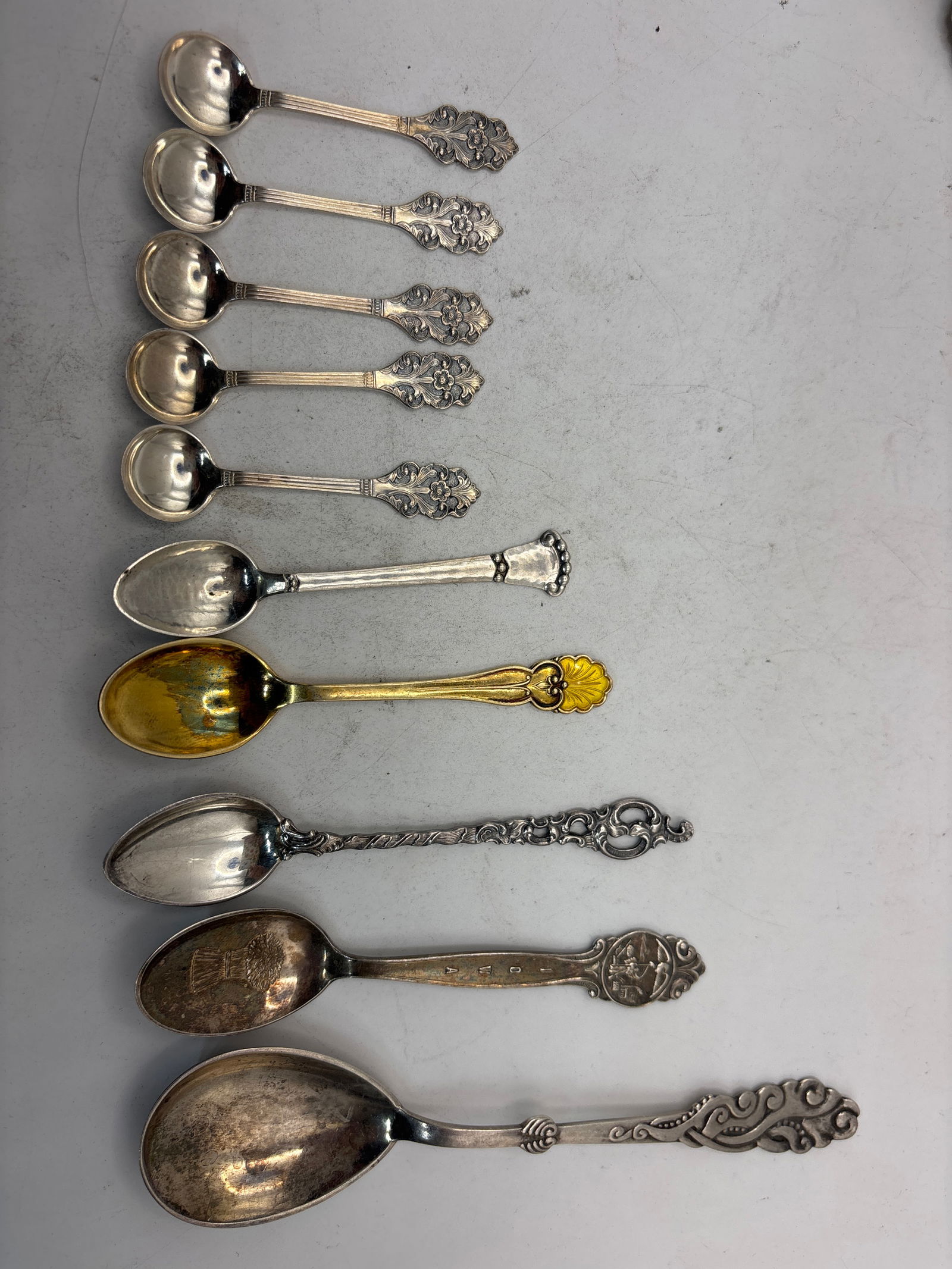 Ten assorted Danish sterling silver spoons; 65 grams (1 of 9)