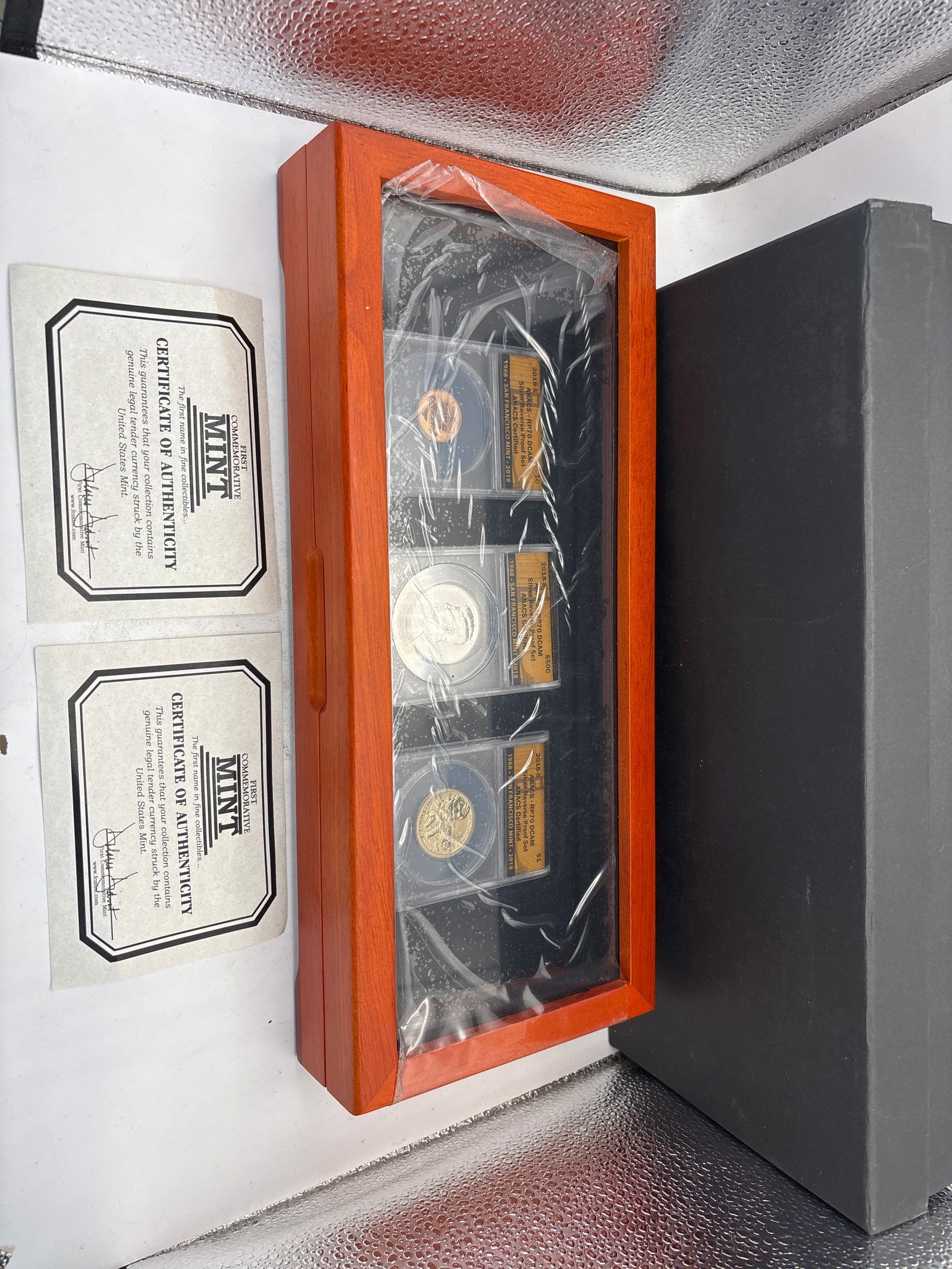 13 inch Cased 2018 3 piece proof set; penny, half & dollar (1 of 6)