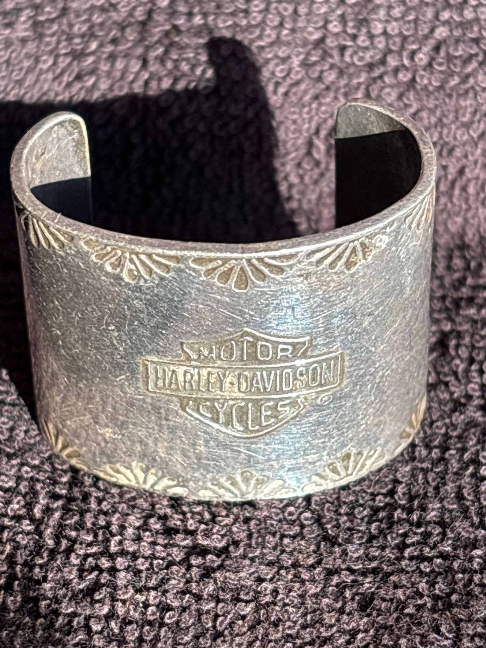 Vintage Harley Davidson Motorcycles .925 silver 1&3/8 inch bandana scarf ring; 21 grams (1 of 6)