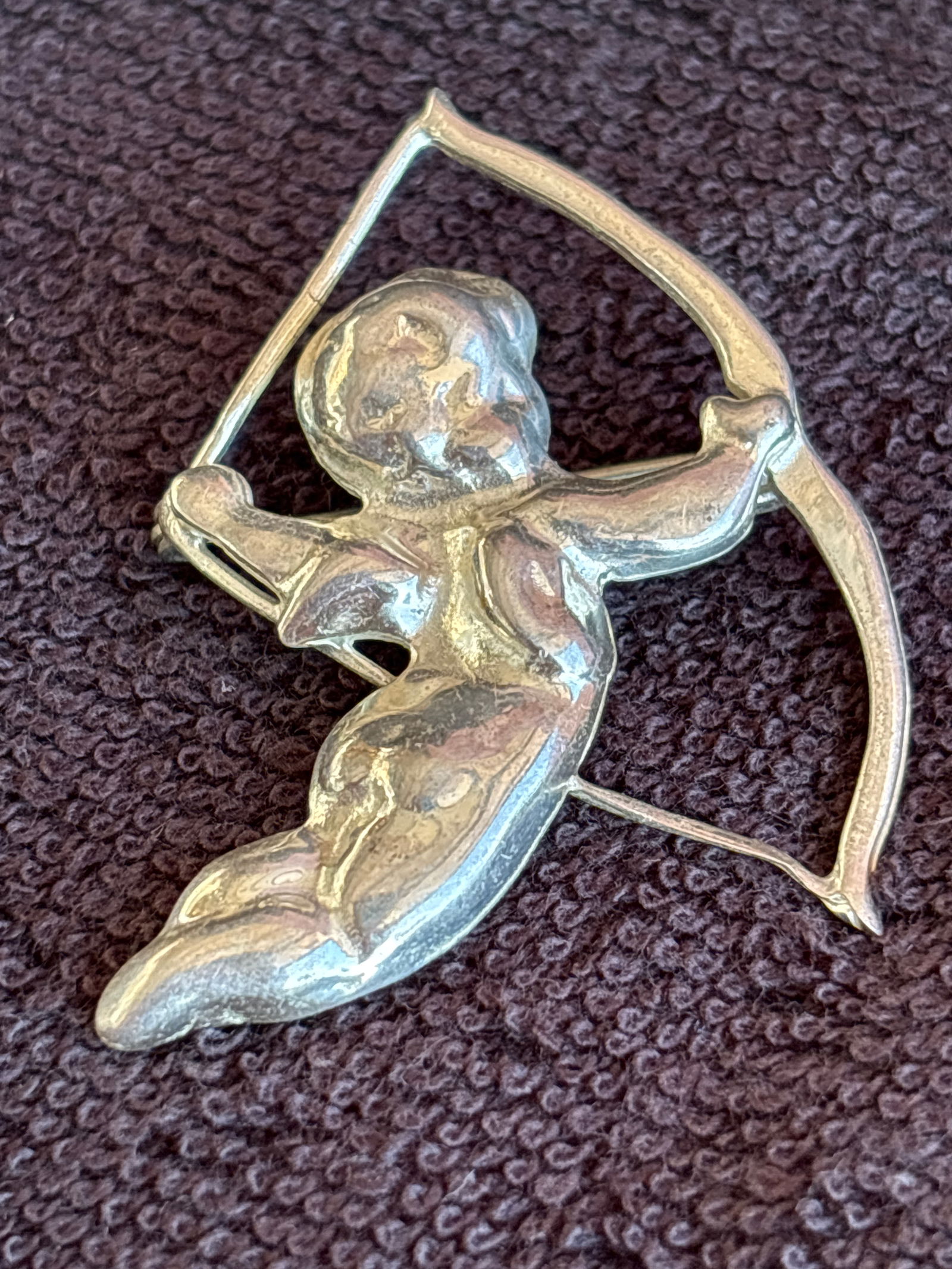 Vintage cupid with bow & arrow form sterling silver 1&3/4 inch brooch/pin; 10grams (1 of 5)