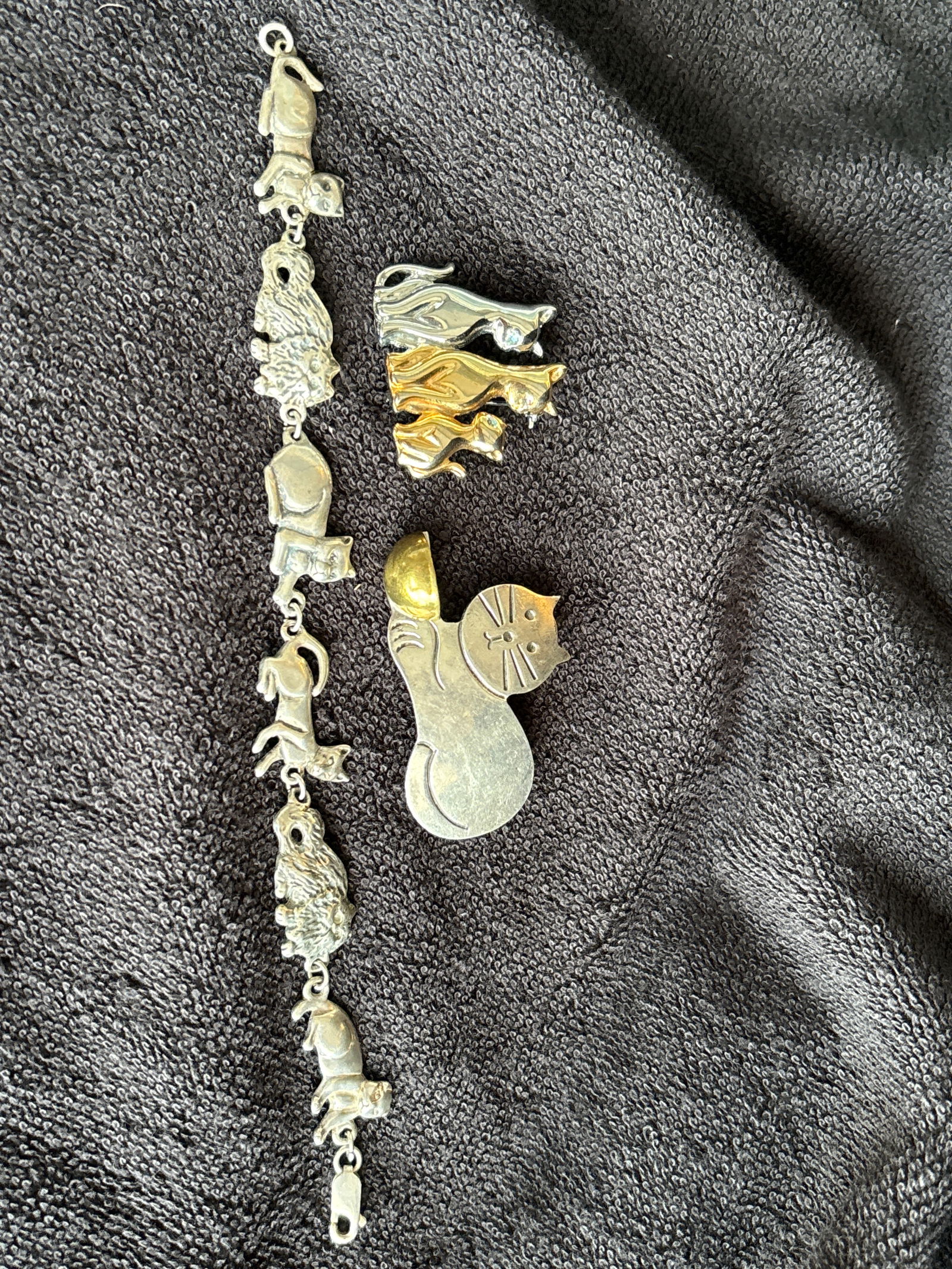 3 pieces cat form sterling silver pendants& bracelet ;37 grams (1 of 11)