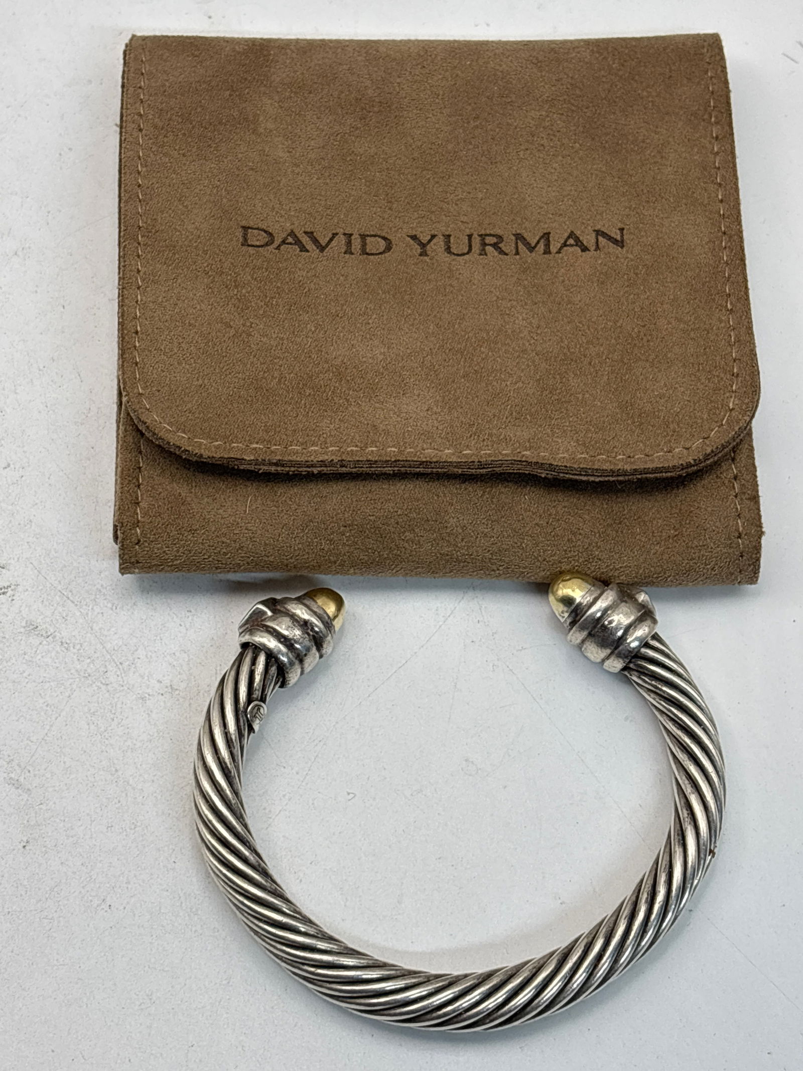 Vintage 18 k gold & sterling silver cable design cuff bracelet; 56 grams (1 of 8)