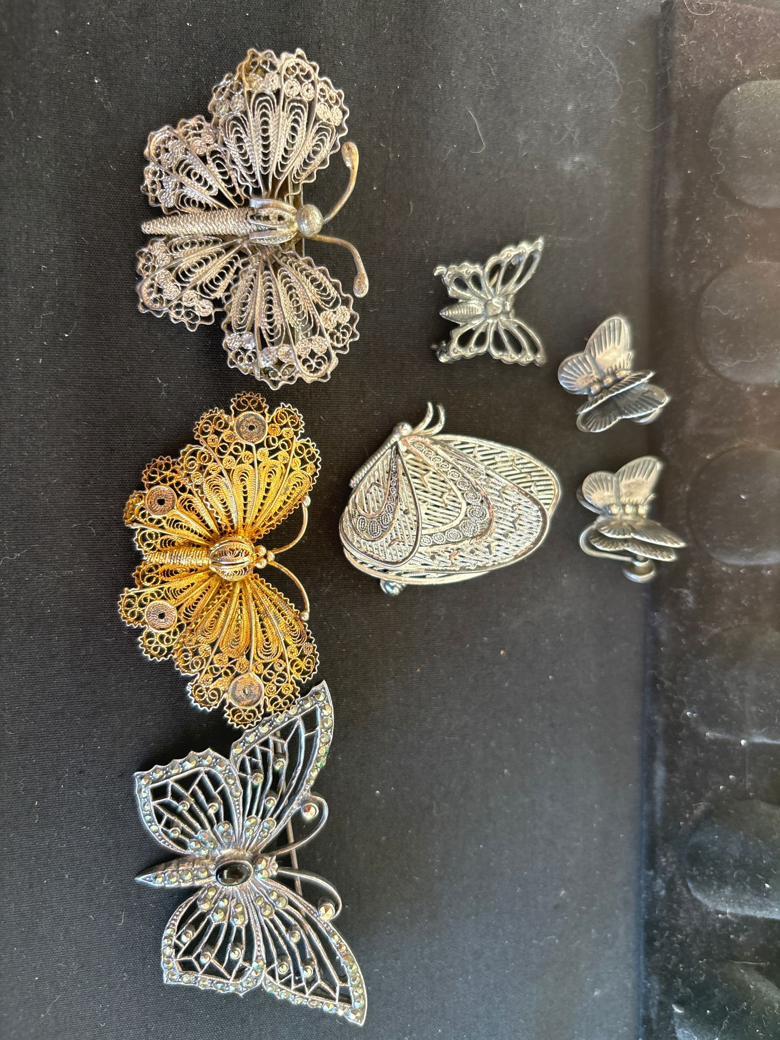 Seven pieces assorted butterfly shape sterling silver; 47 grams (1 of 13)