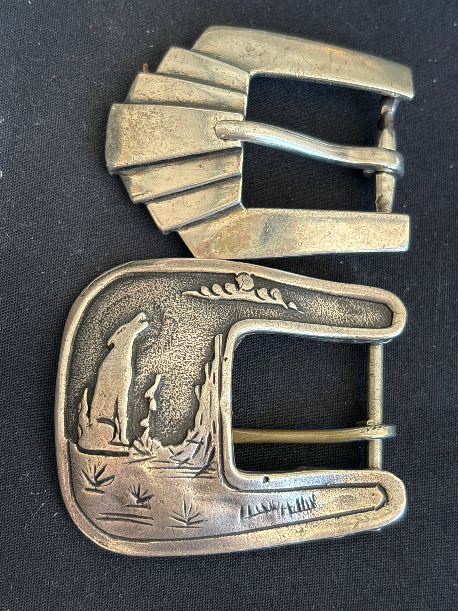 Two USA Southwestern style handcrafted sterling silver belt buckles ; 52 grams (1 of 7)