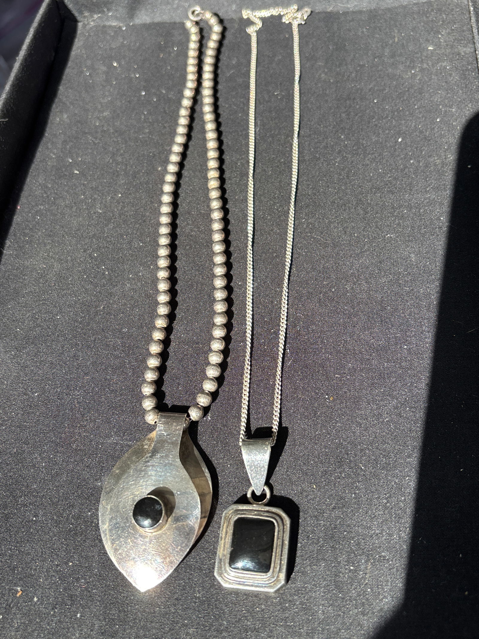 Two southwestern style Mexican sterling silver necklaces; 42 grams (1 of 9)